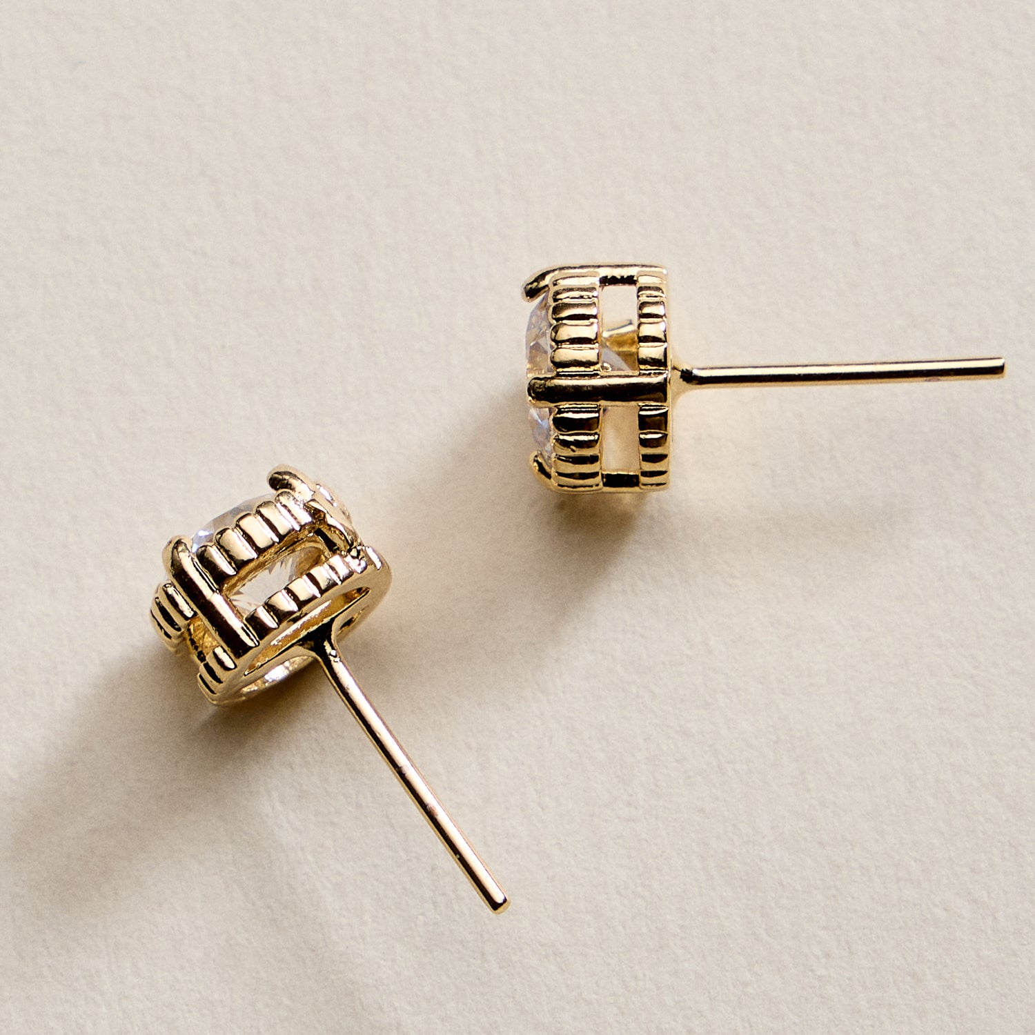 Gold Filled CZ Round Stud Earrings