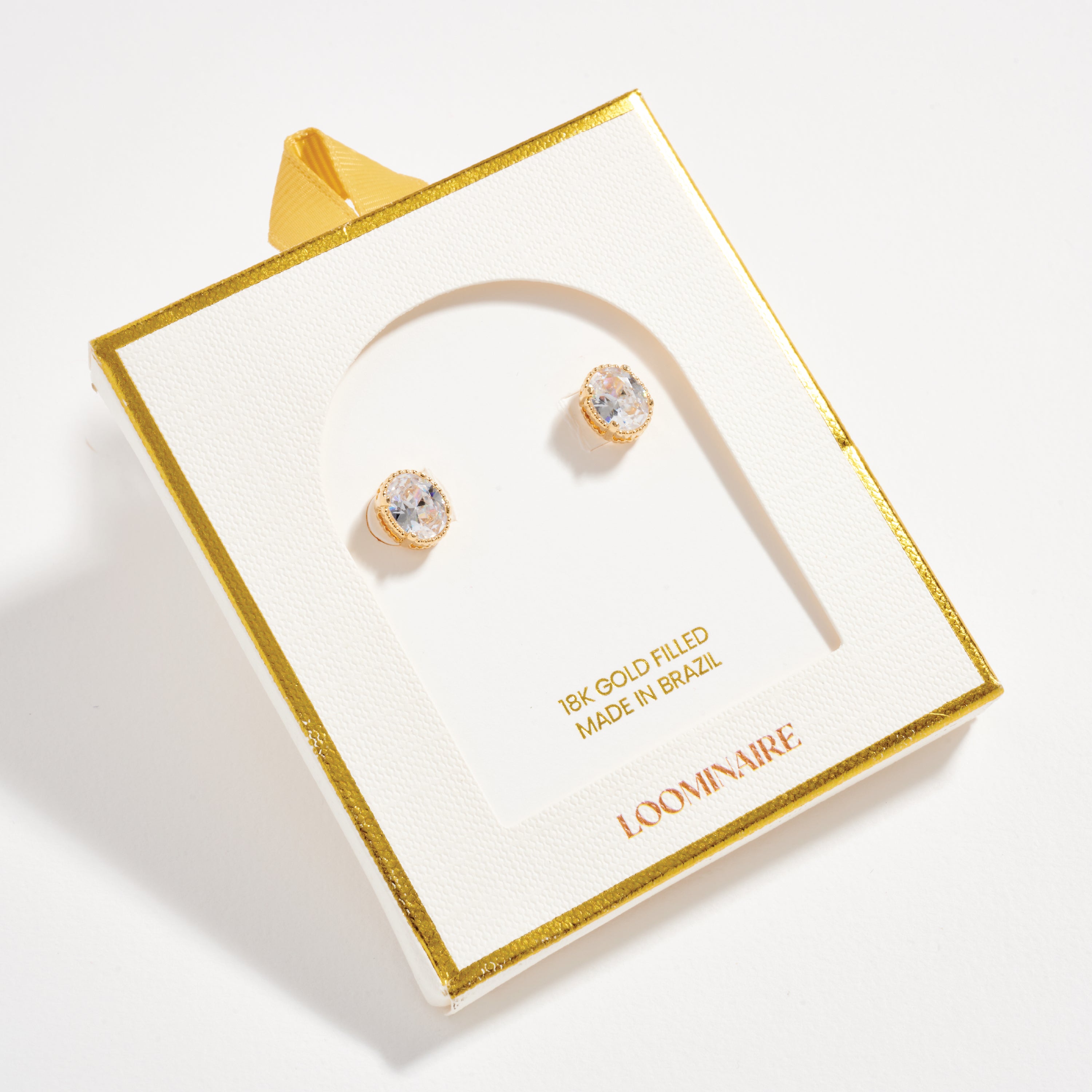 Gold Filled Oval CZ Stud Earrings