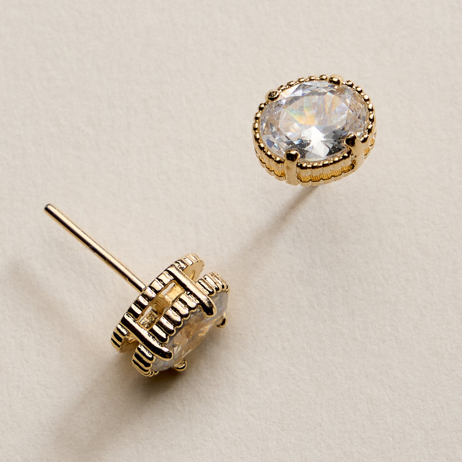 Gold Filled Oval CZ Stud Earrings