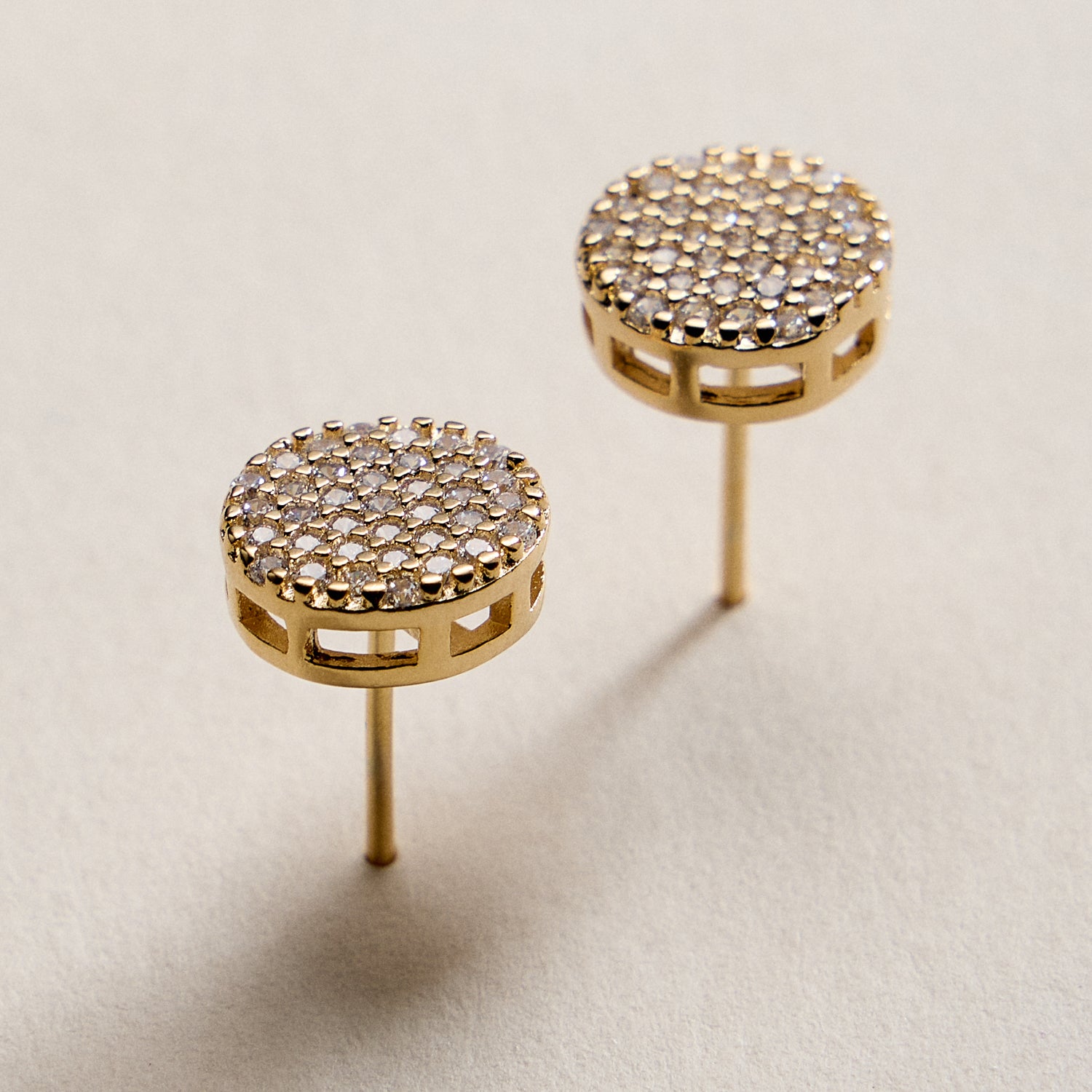 Gold Filled Pave CZ Stud Earrings