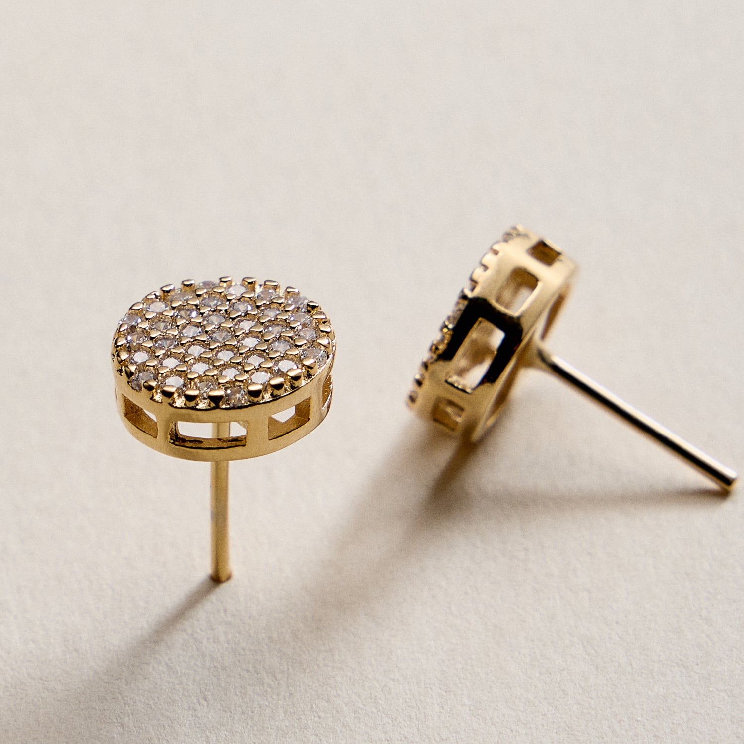 Gold Filled Pave CZ Stud Earrings