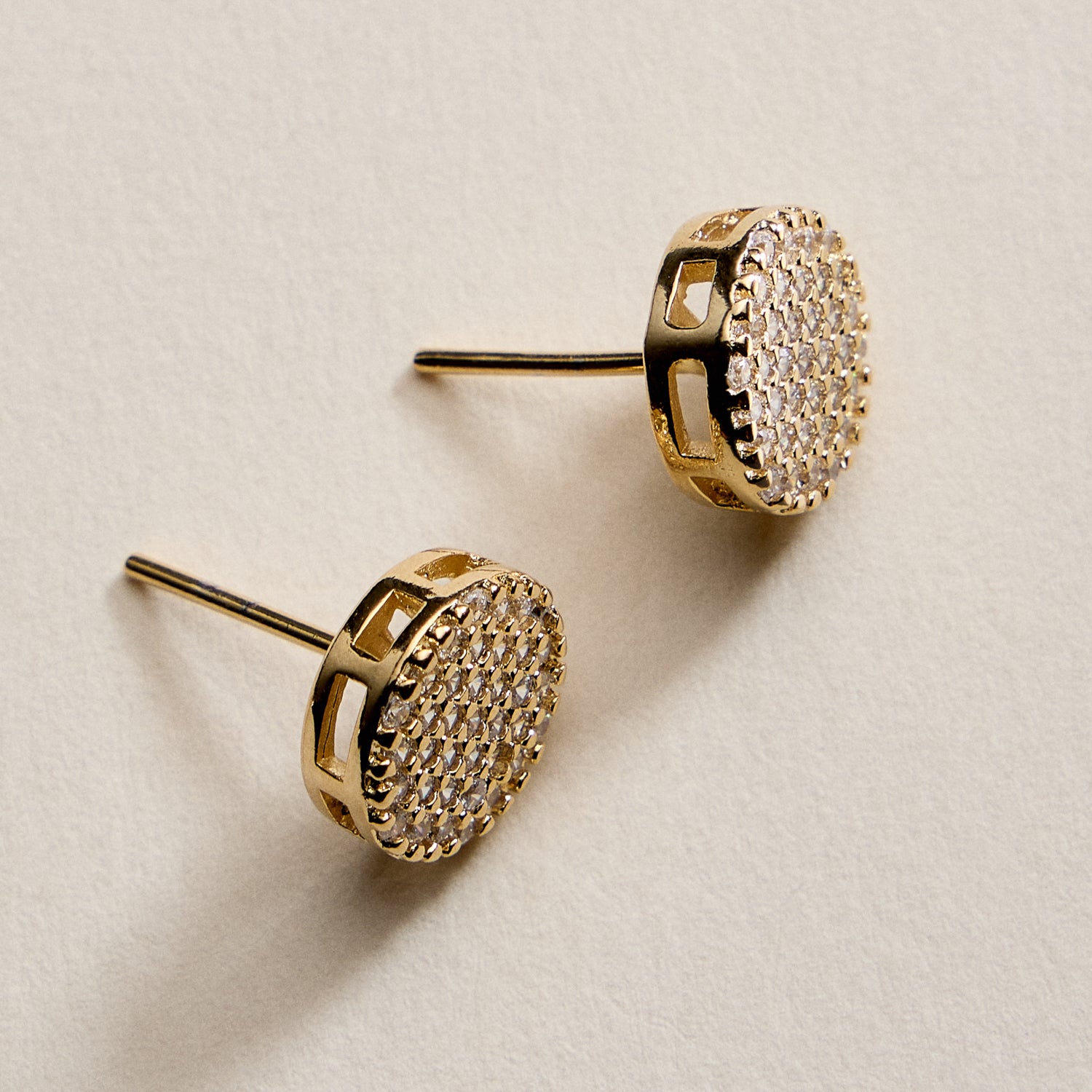 Gold Filled Pave CZ Stud Earrings