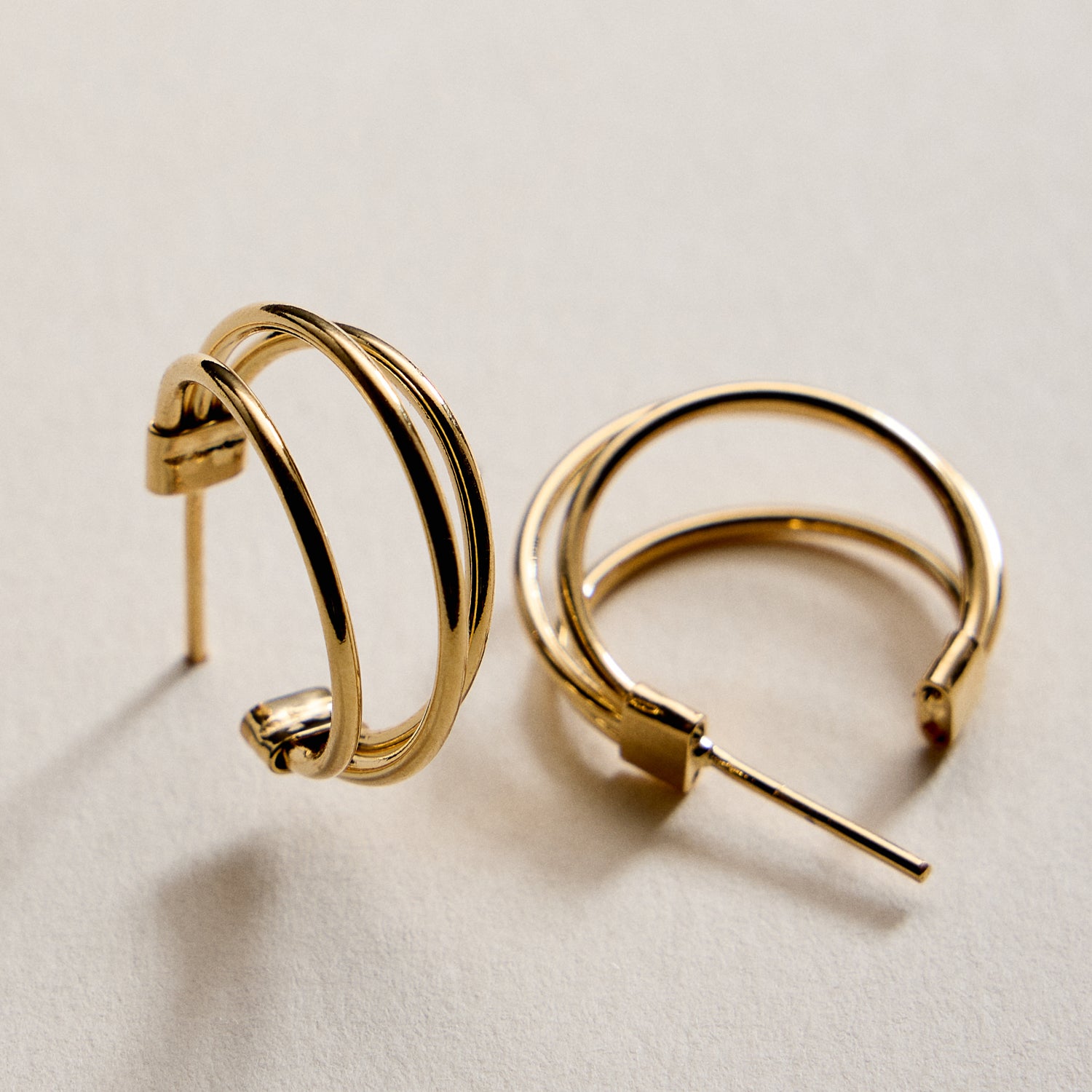 Gold Filled Triple Hoop Earrings – Modern Layered Small Hoops