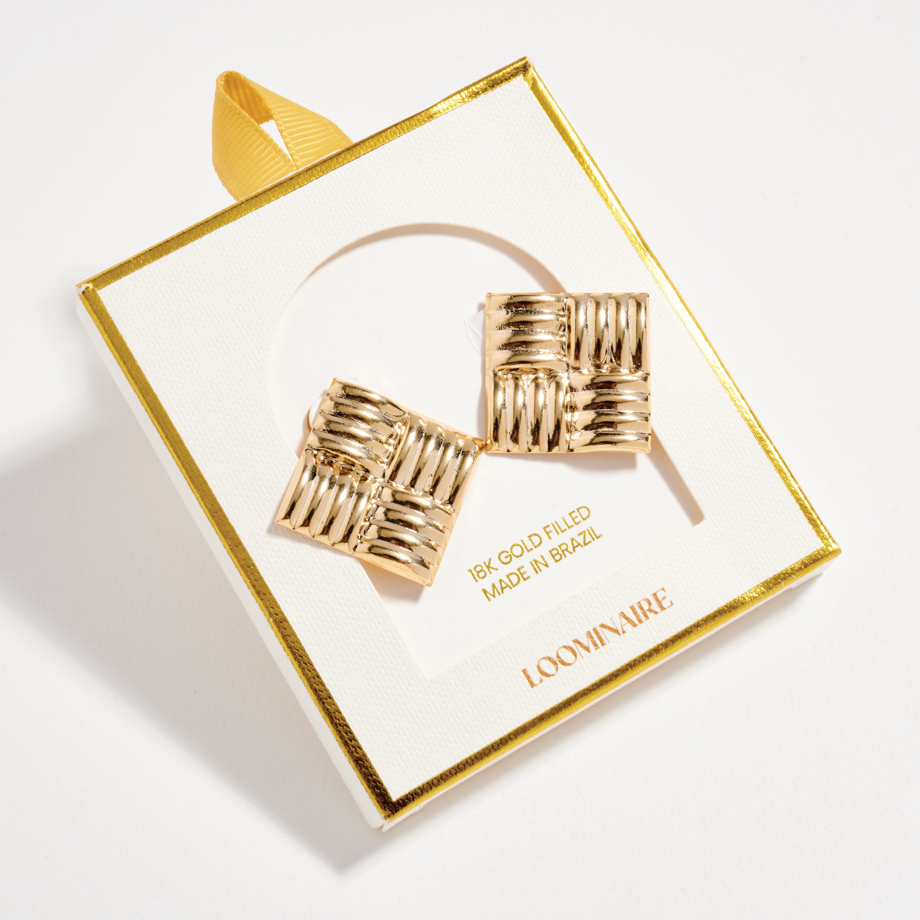 Gold Filled Textured Square Stud Earrings