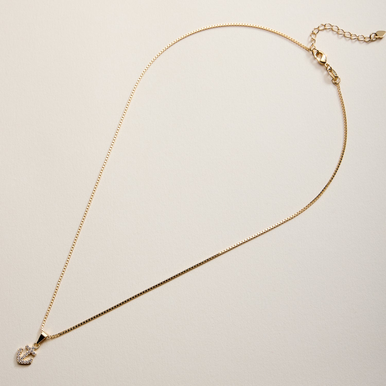 Gold Filled CZ Anchor Pendant Necklace