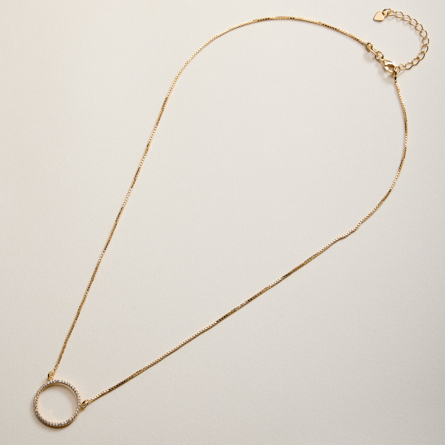 Gold Filled Circle Pendant Necklace with Cubic Zirconia