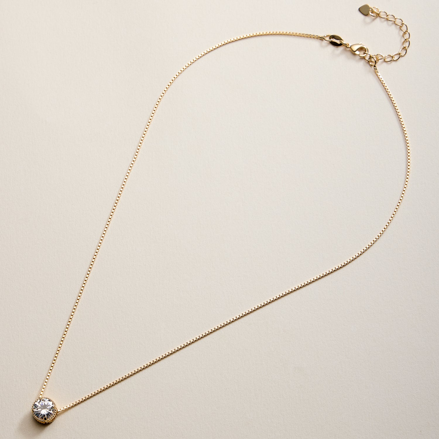 Gold Filled Solitaire Round Cut CZ Pendant Necklace