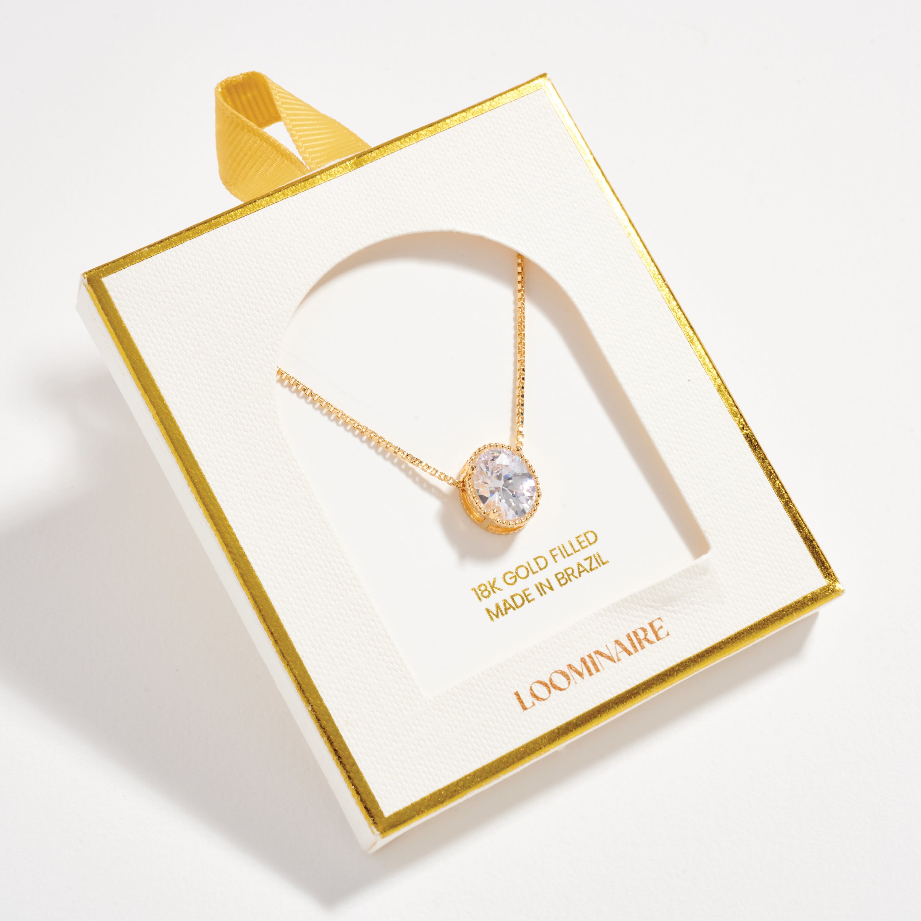 Gold Filled Oval CZ Solitaire Necklace