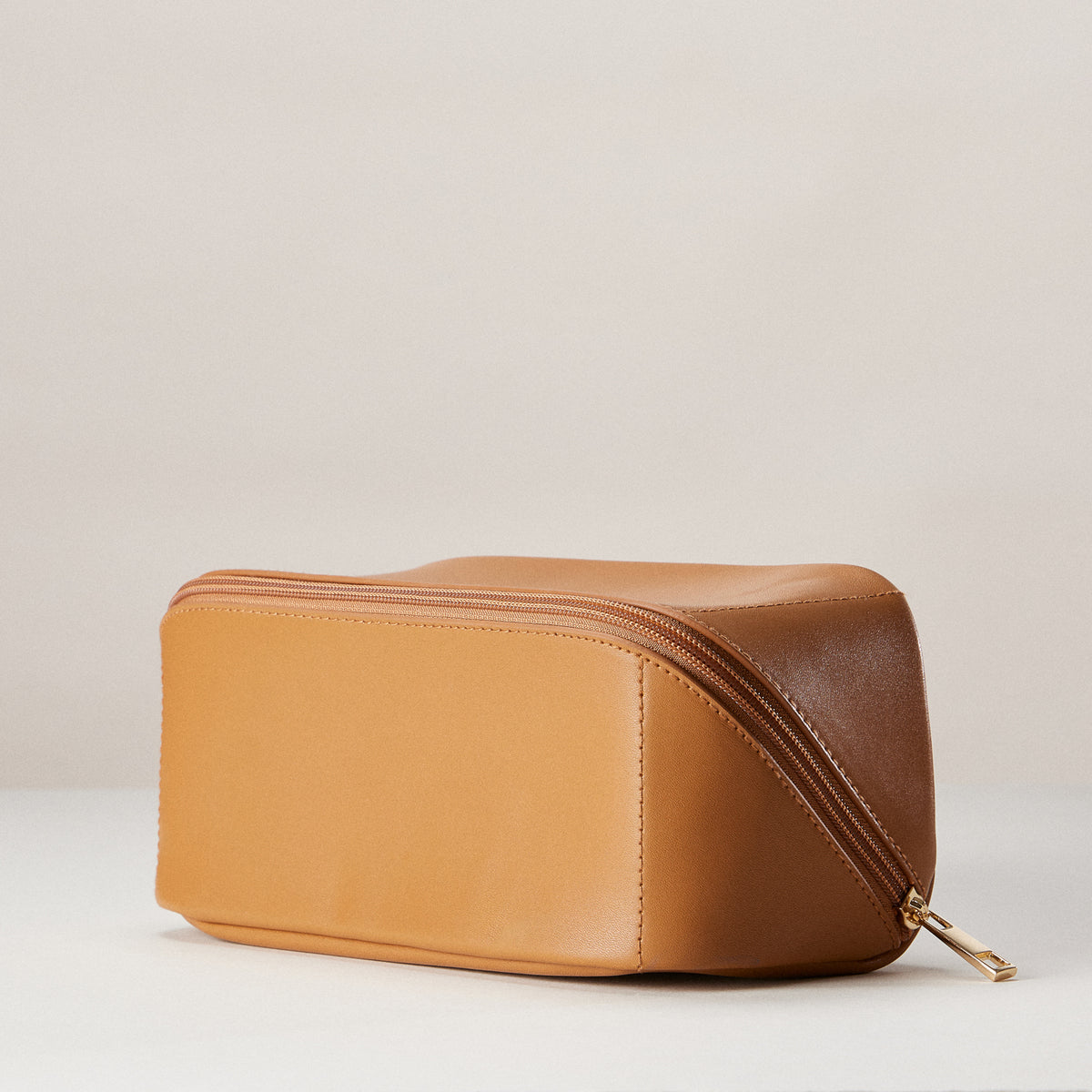 PU Leather Lay-Flat Makeup Bag | Travel Cosmetic Organizer