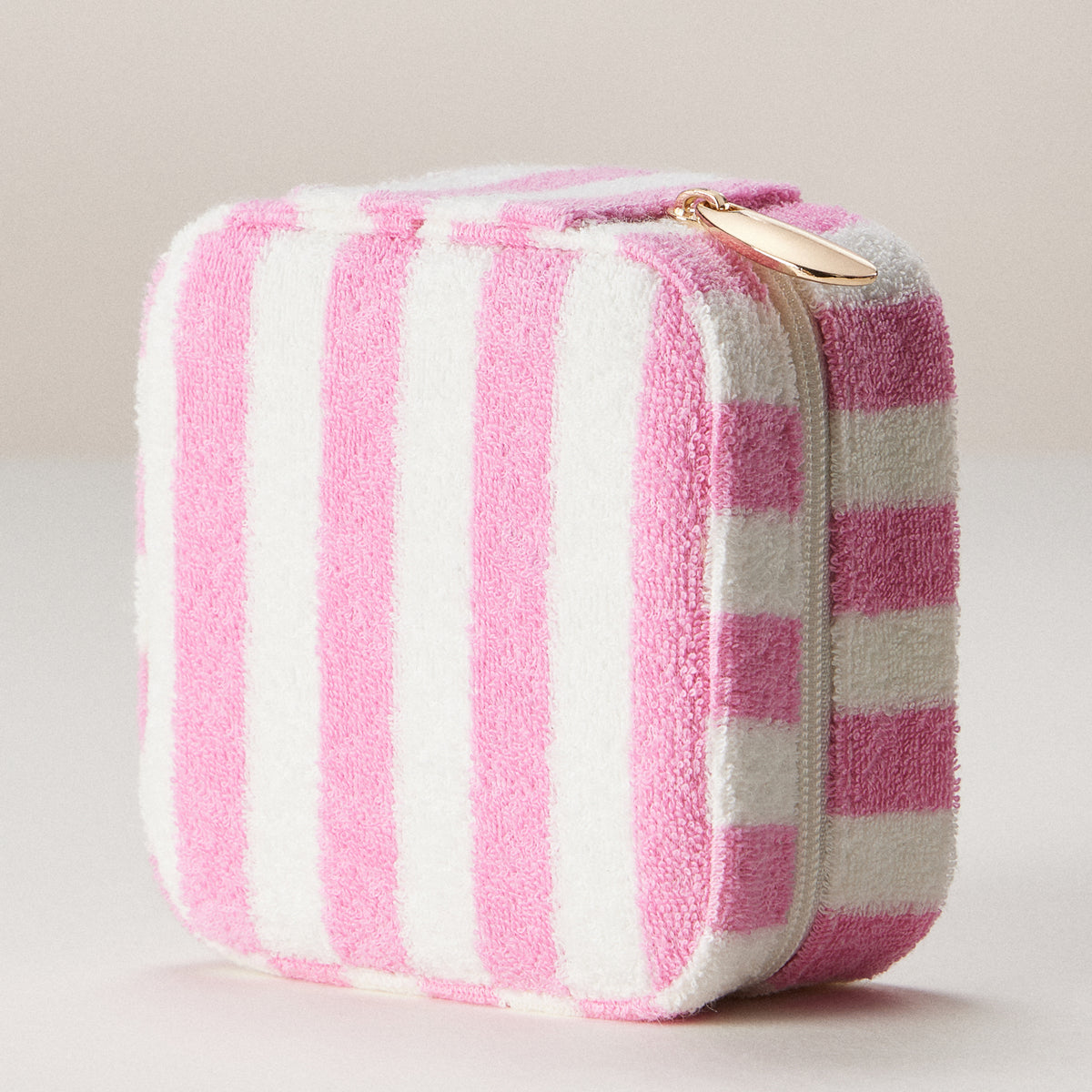 Terry Stripe Travel Jewelry Box | Zipper Organizer