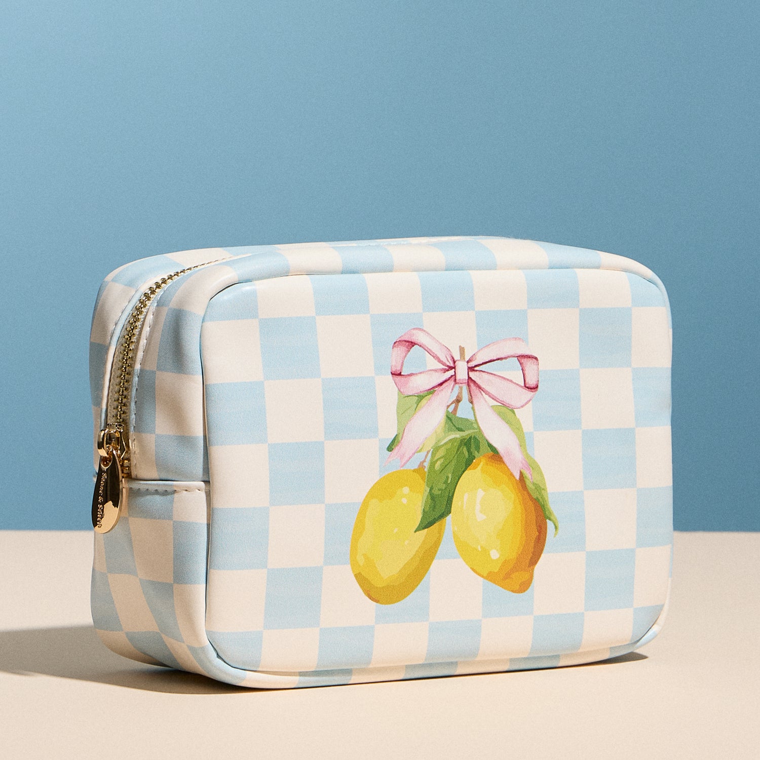 Lemon Gingham Cosmetic Pouch