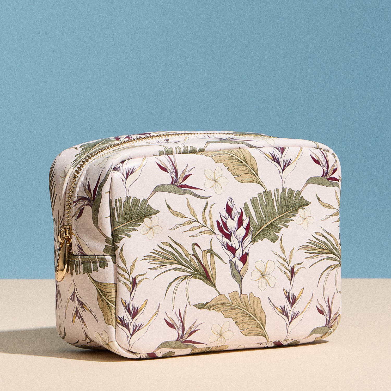 Tropical Floral Cosmetic Pouch | Zip Makeup & Travel Organizer Bag