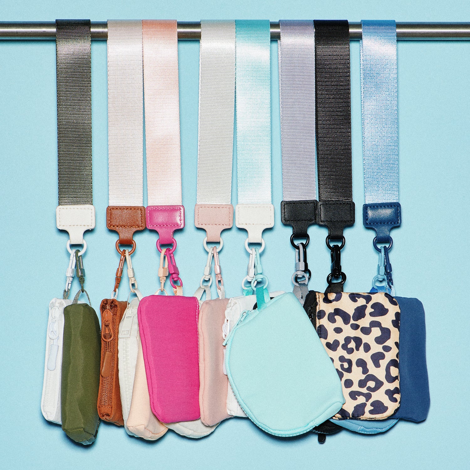 Fabric Dual Pouch Wristlet Wallet — Keychain Holder
