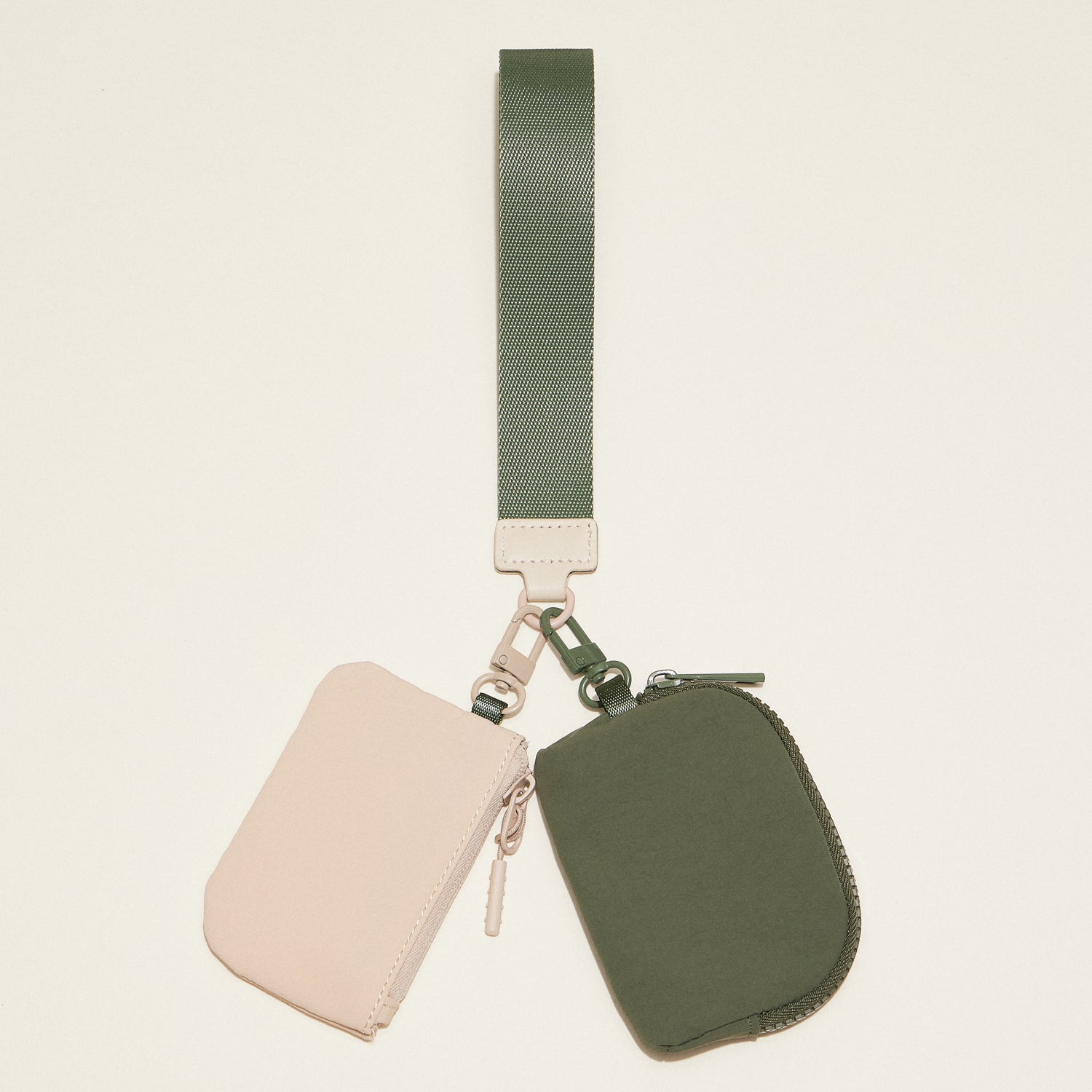 Dual Pouch Wristlet Keychain Wallet – Compact Zipper Coin & Card Holder