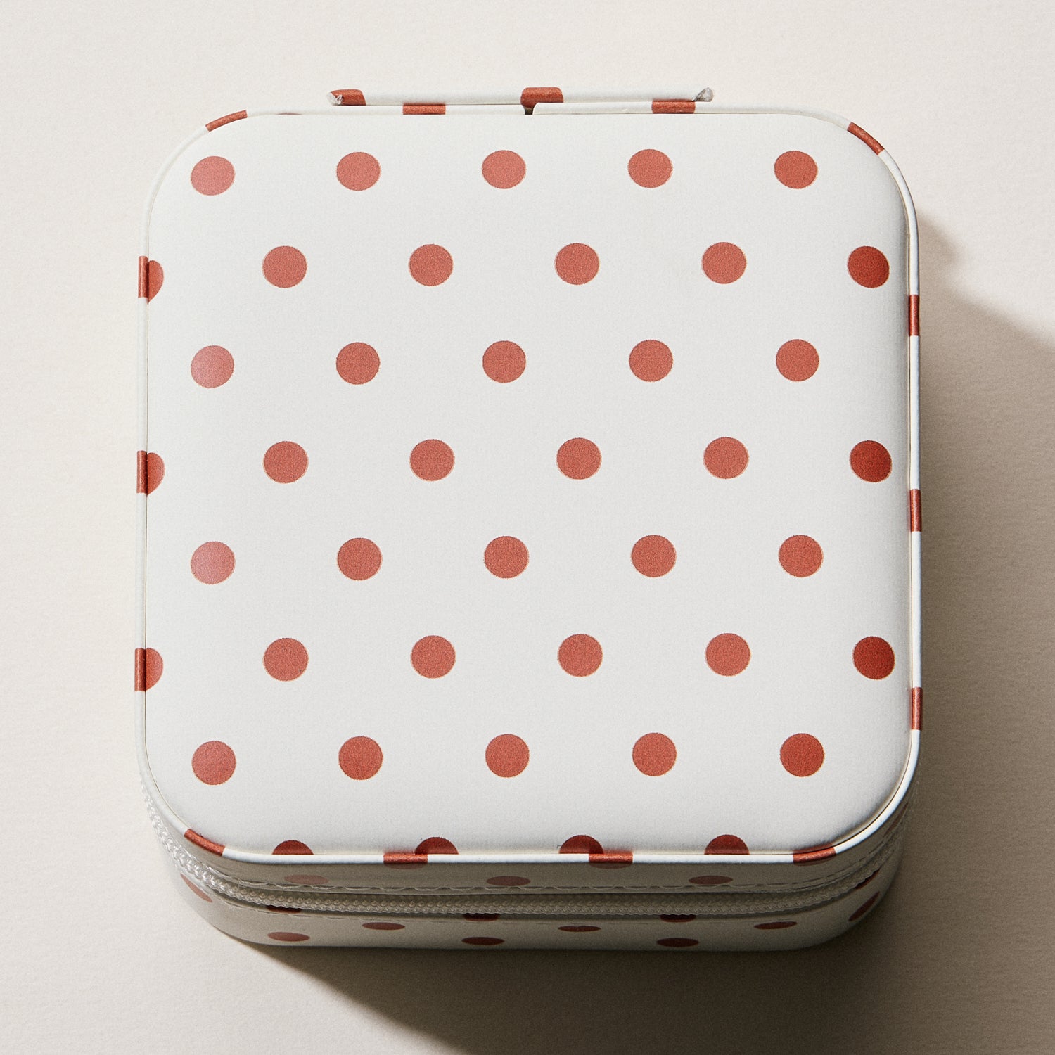 Polka Dot Travel Jewelry Case Organizer | Compact Zipper Jewelry Storage Box for Rings, Earrings & Necklaces