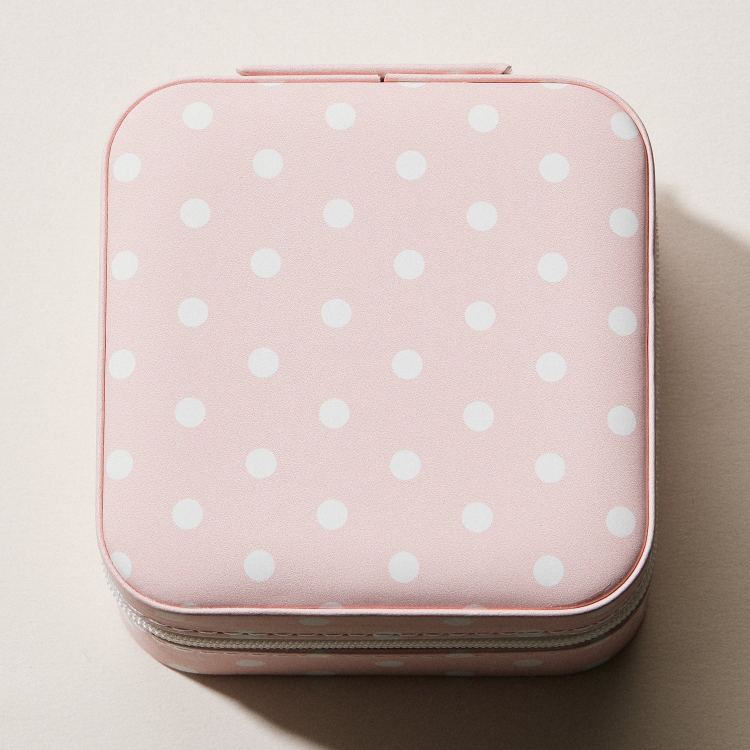 Polka Dot Travel Jewelry Case Organizer | Compact Zipper Jewelry Storage Box for Rings, Earrings & Necklaces