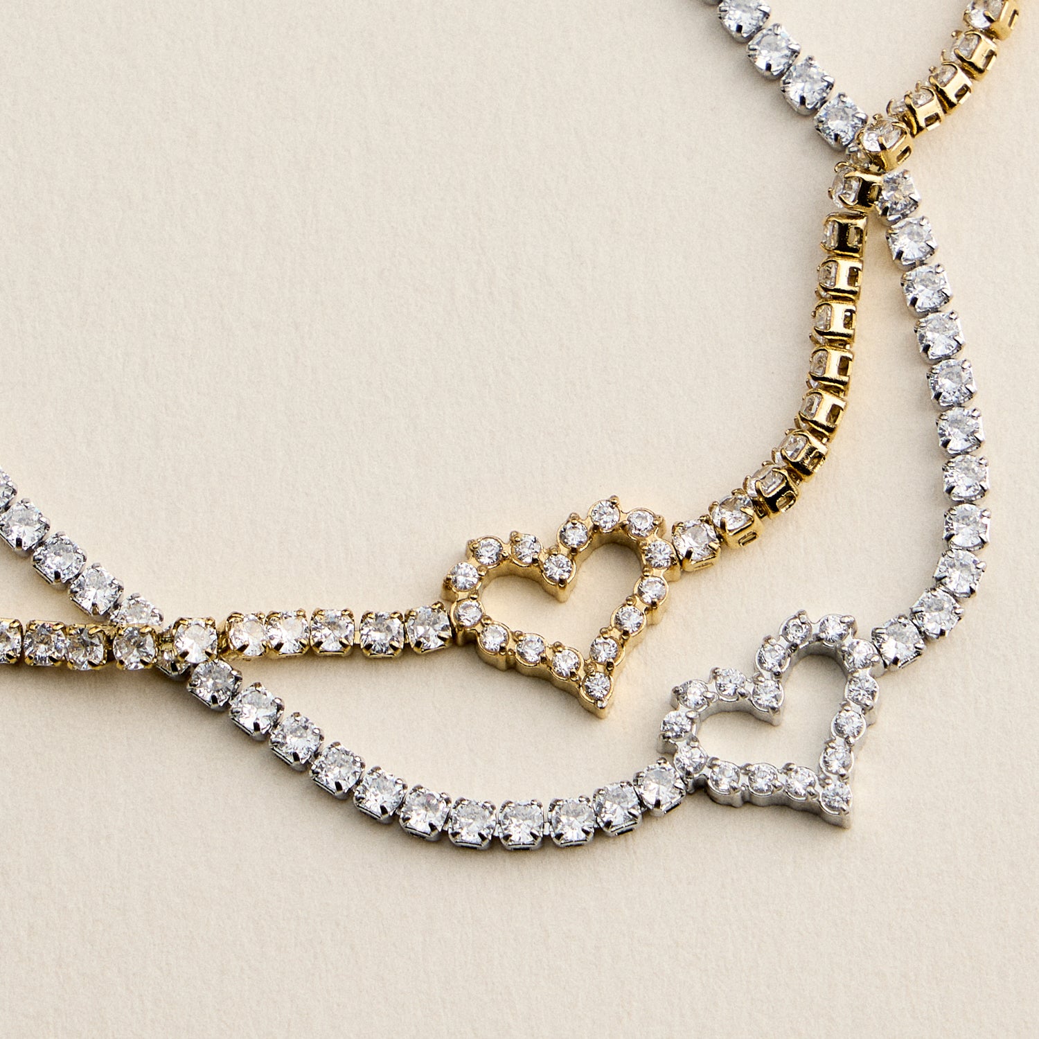 Heart Tennis Bracelet for Women – CZ Diamond Pavé Heart Charm Bracelet