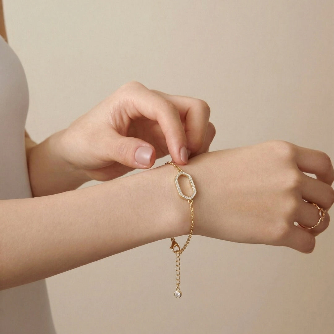 Gold Filled CZ Open Oval Bracelet
