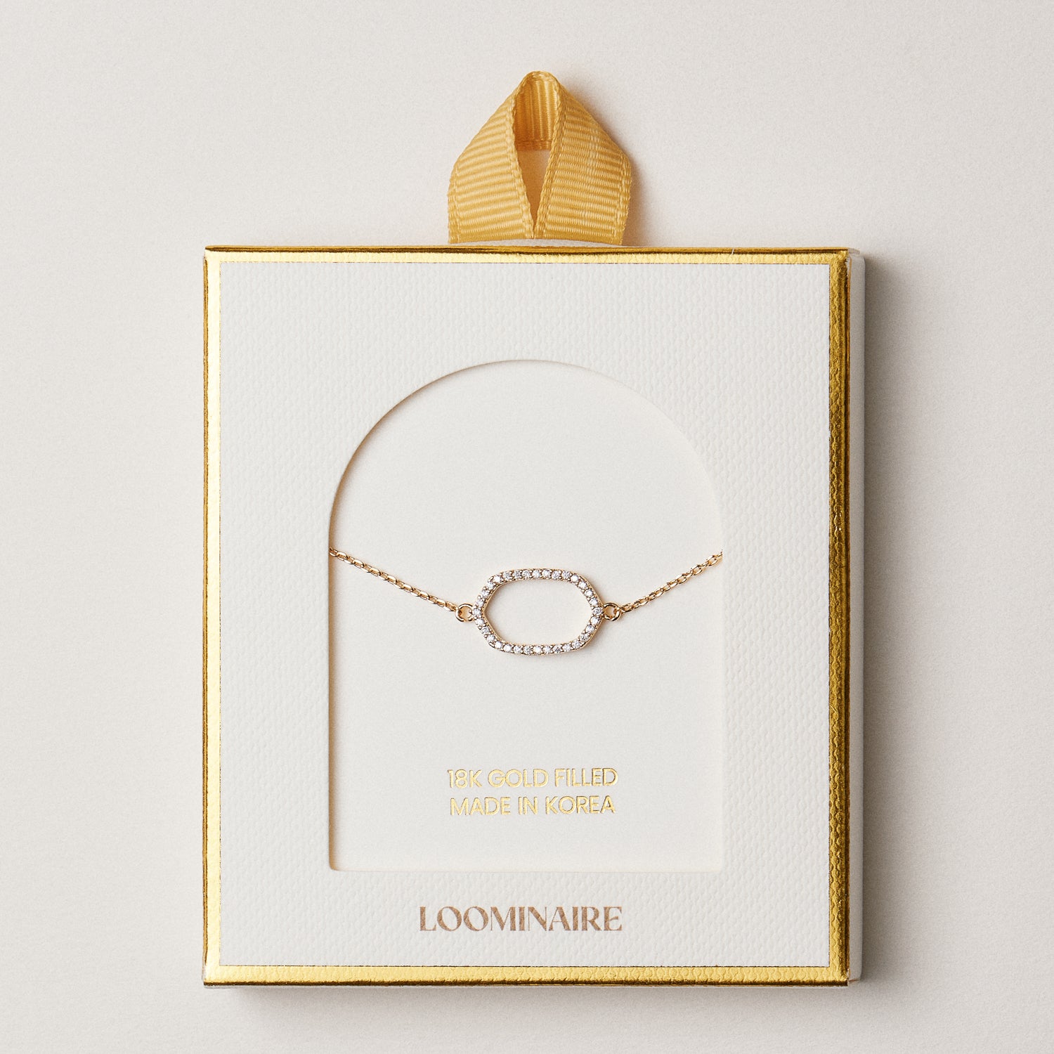 Gold Filled Pavé Oval Necklace – Dainty Minimal