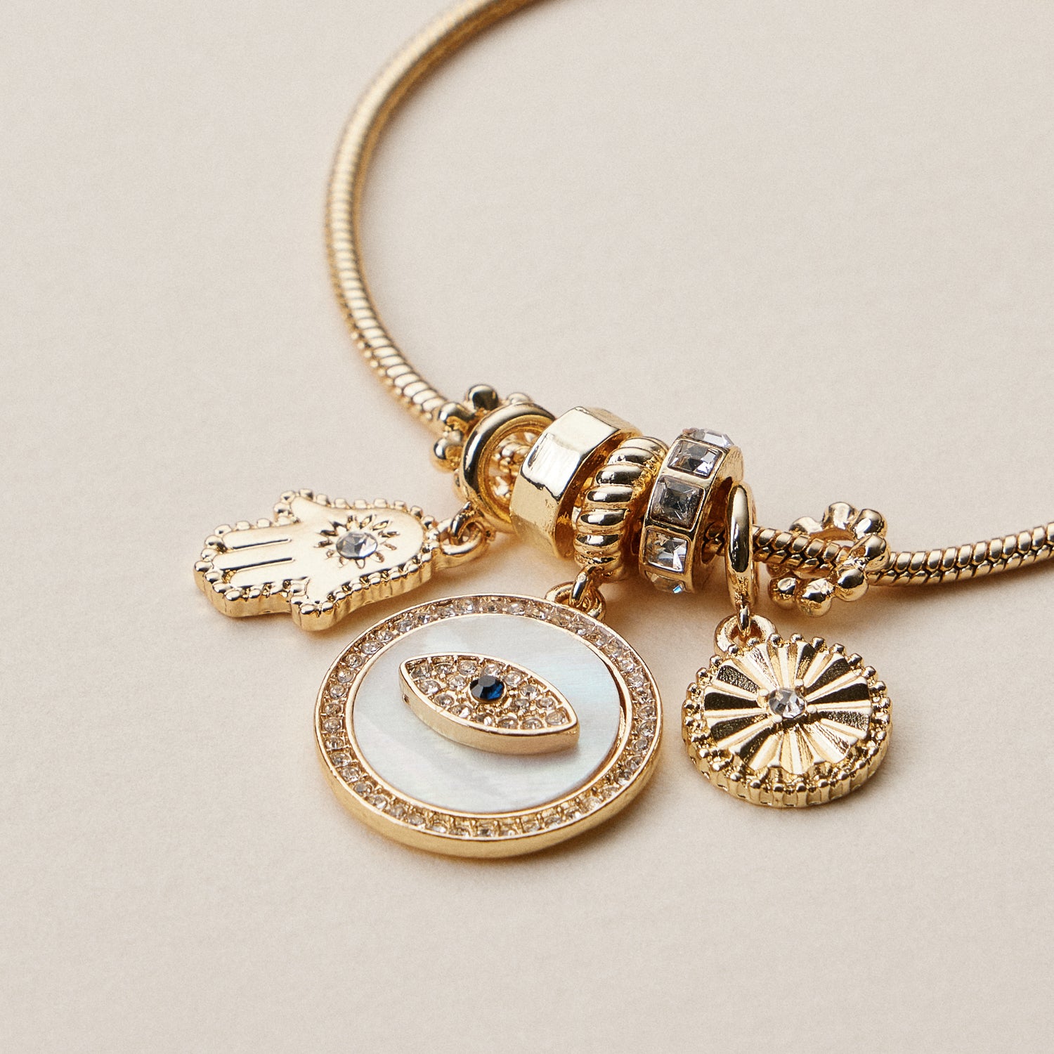 Gold Dipped Multi Charm Bracelet – Symbolic Pendant Collection