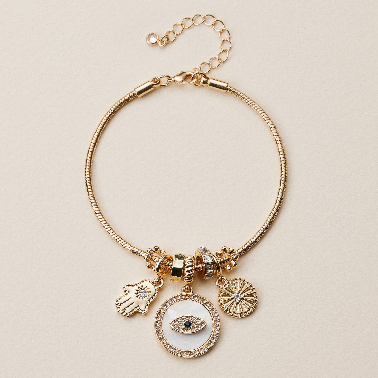 Gold Dipped Multi Charm Bracelet – Symbolic Pendant Collection