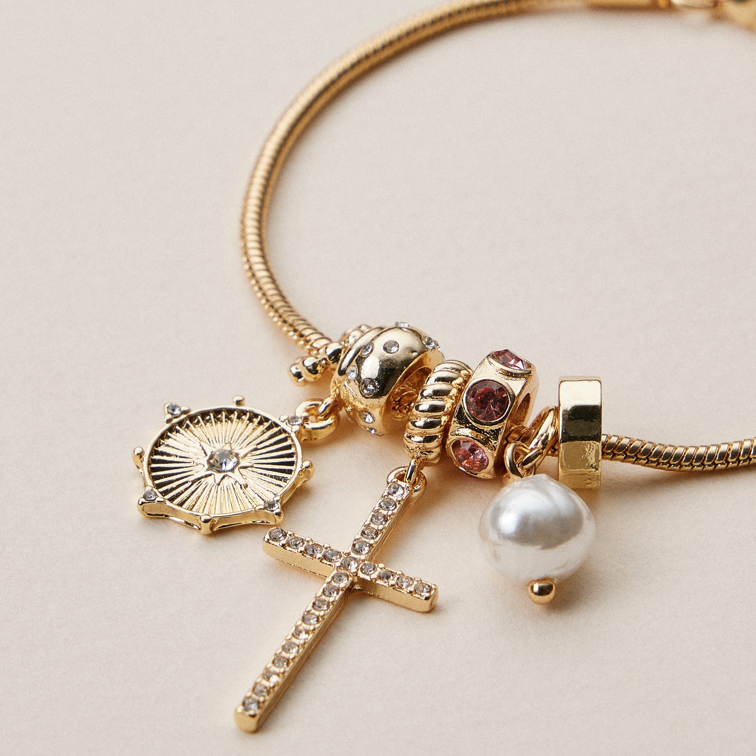 Gold Dipped Multi Charm Bracelet – Symbolic Pendant Collection