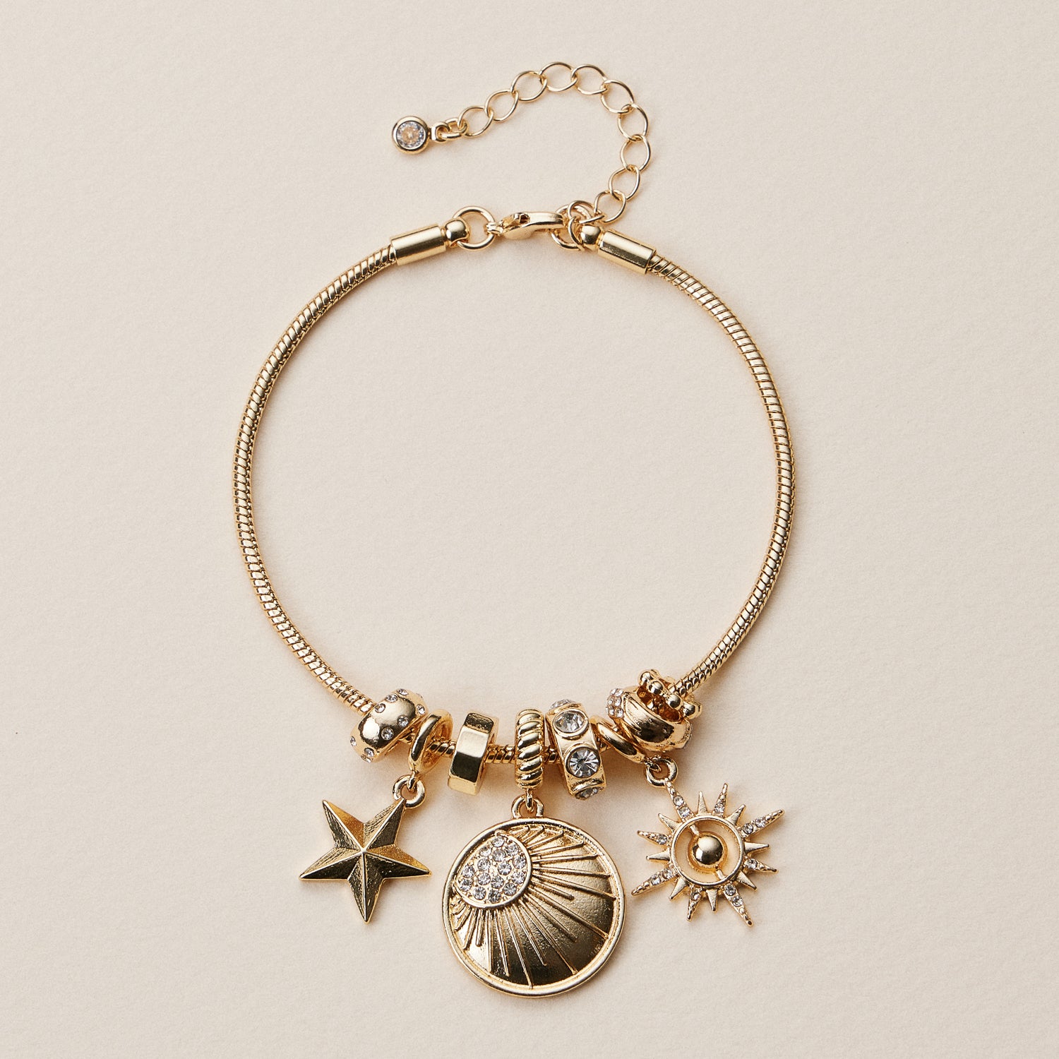 Gold Dipped Multi Charm Bracelet – Symbolic Pendant Collection