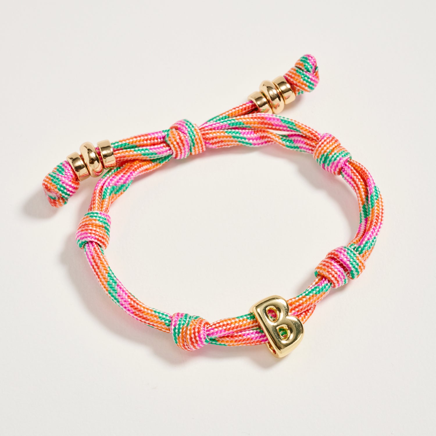 Premium Multicolor Rope Initial Bracelet with Gold Letter Charm – Adjustable Luxury Cord Monogram Bracelet - Frem