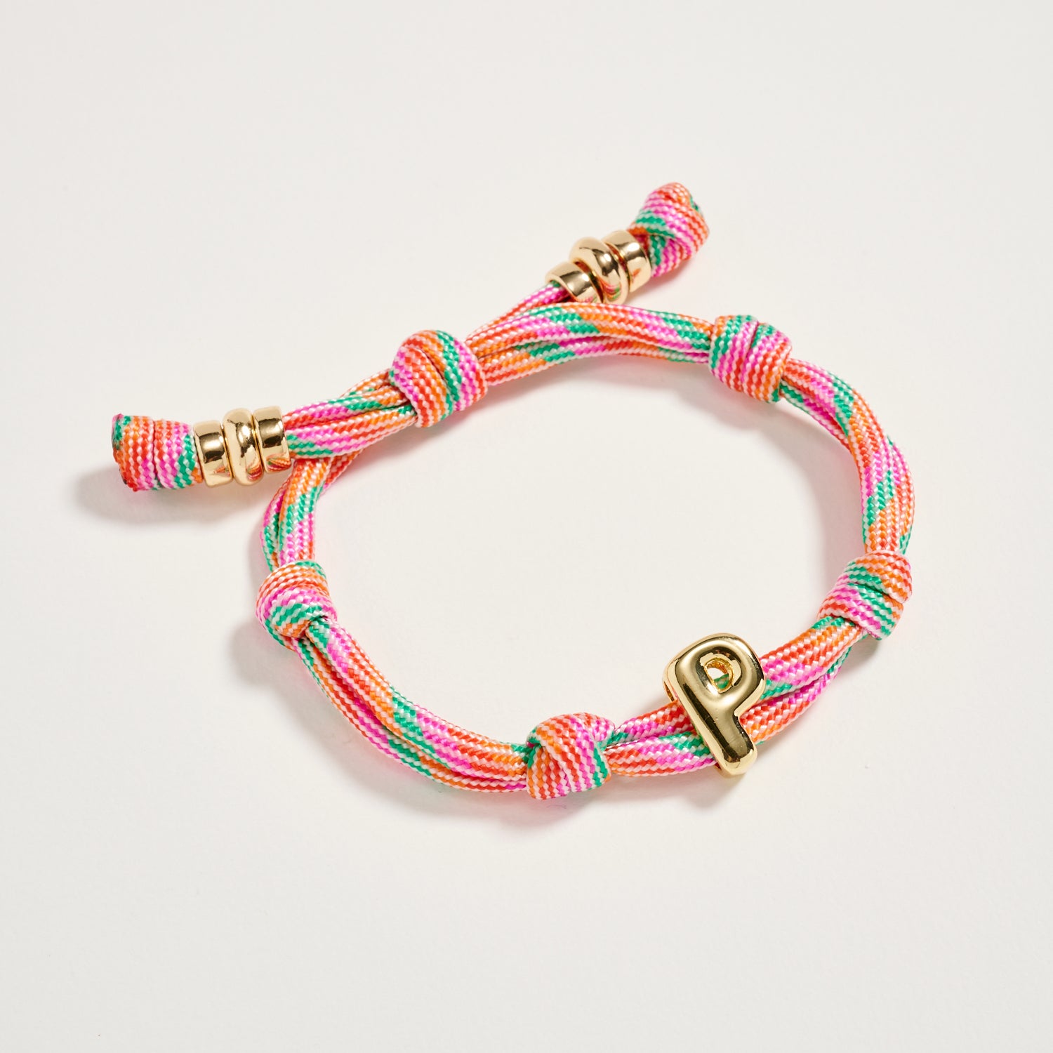 Premium Multicolor Rope Initial Bracelet with Gold Letter Charm – Adjustable Luxury Cord Monogram Bracelet - Frem