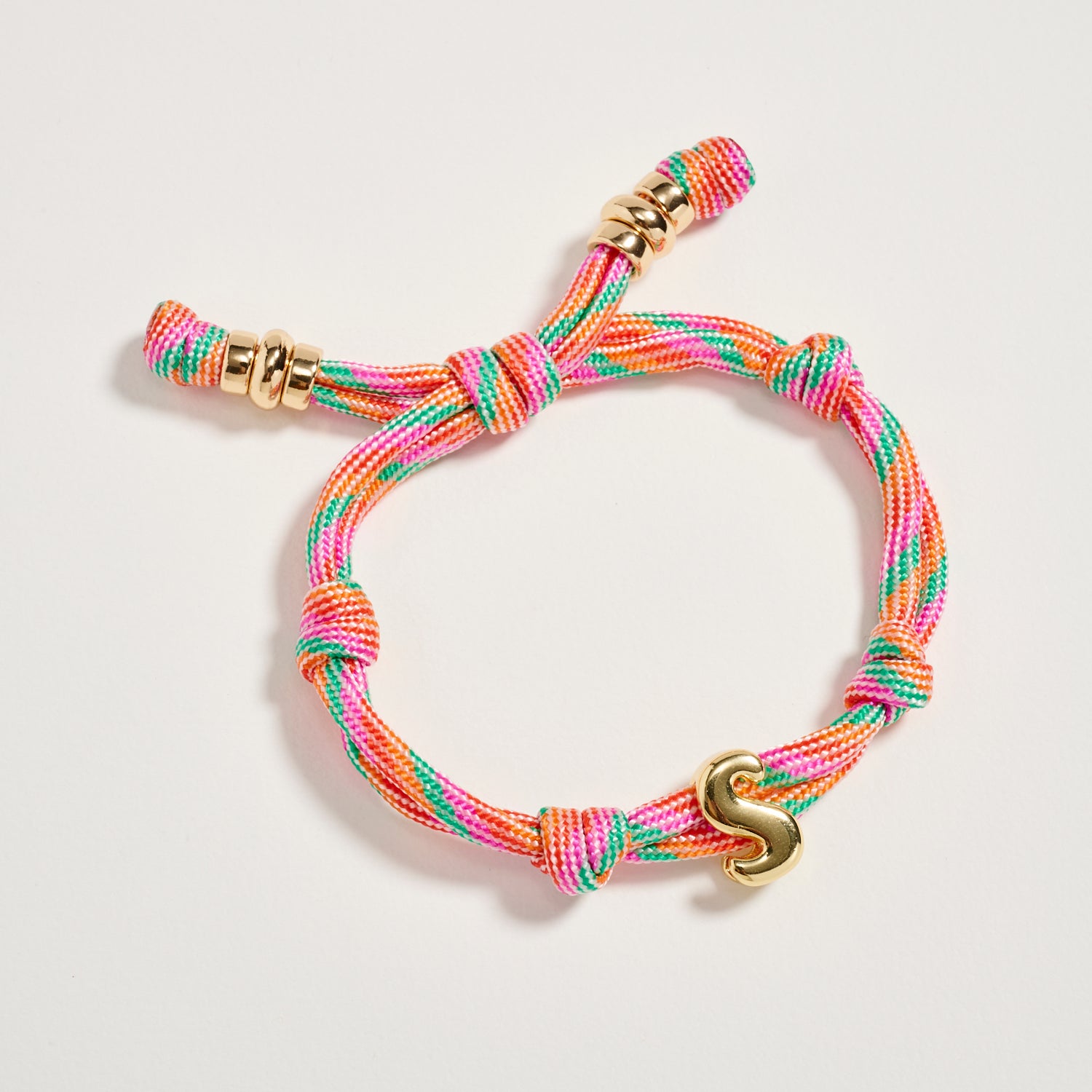 Premium Multicolor Rope Initial Bracelet with Gold Letter Charm – Adjustable Luxury Cord Monogram Bracelet - Frem