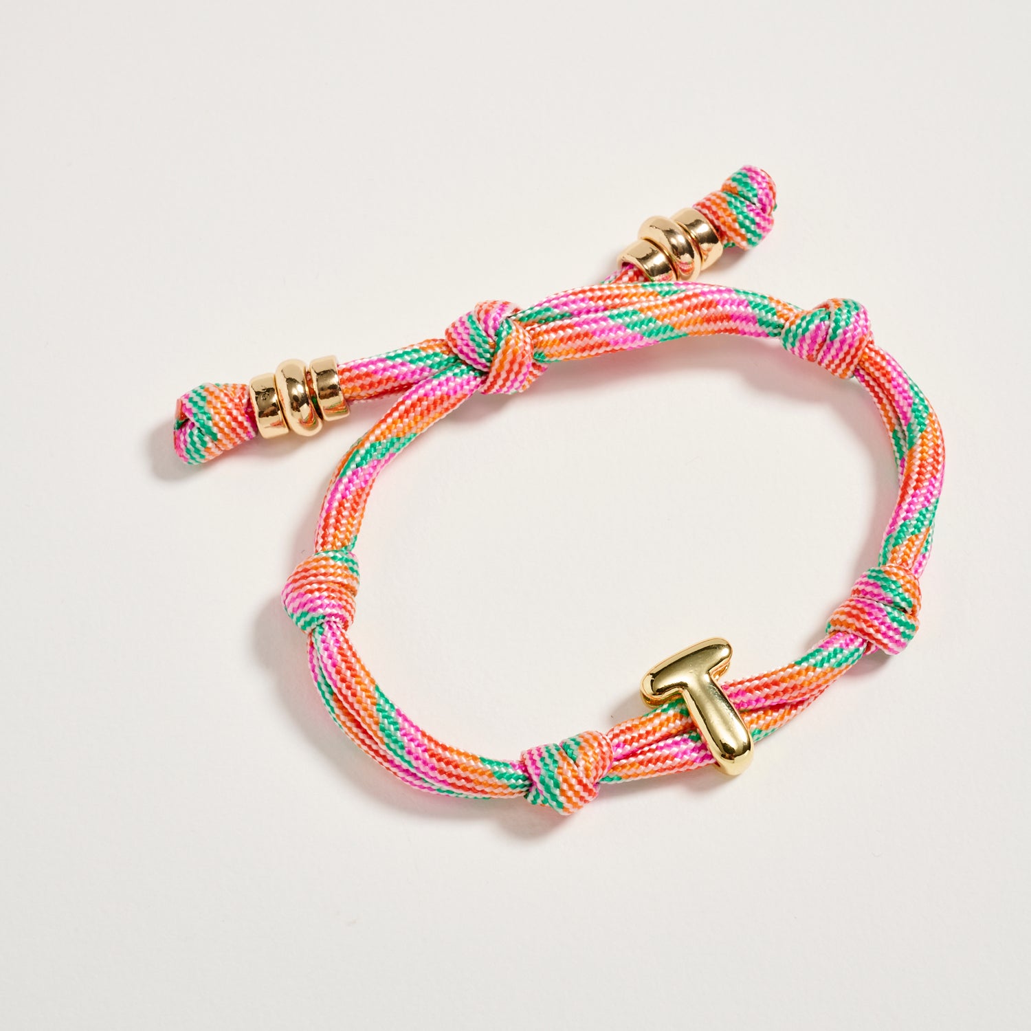 Premium Multicolor Rope Initial Bracelet with Gold Letter Charm – Adjustable Luxury Cord Monogram Bracelet - Frem