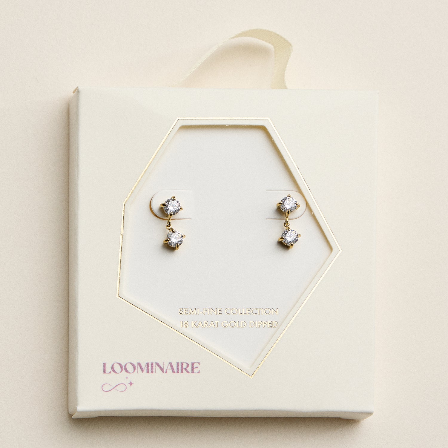 Stainless Steel Gold Round Drop Stud Earrings – Minimal CZ Dangle