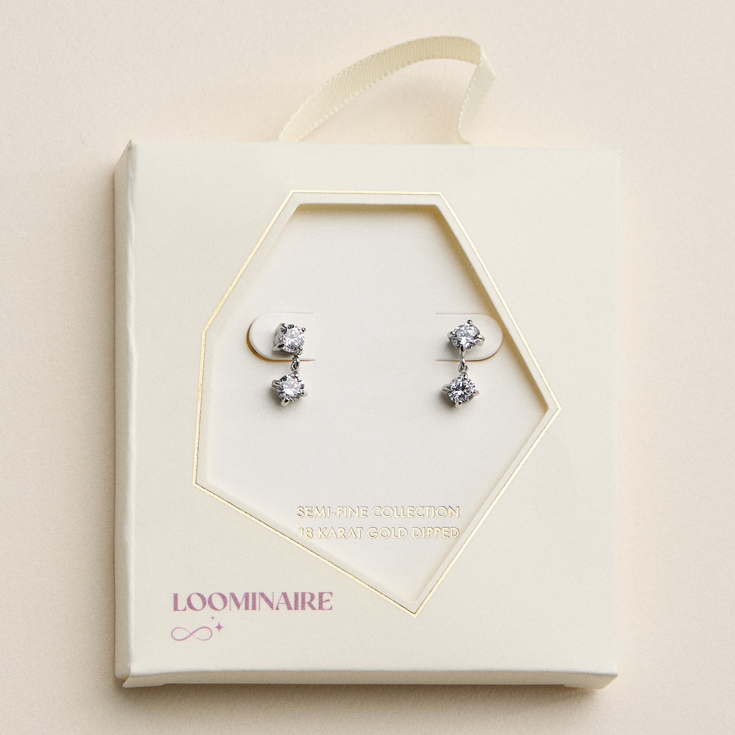 Stainless Steel Gold Round Drop Stud Earrings – Minimal CZ Dangle