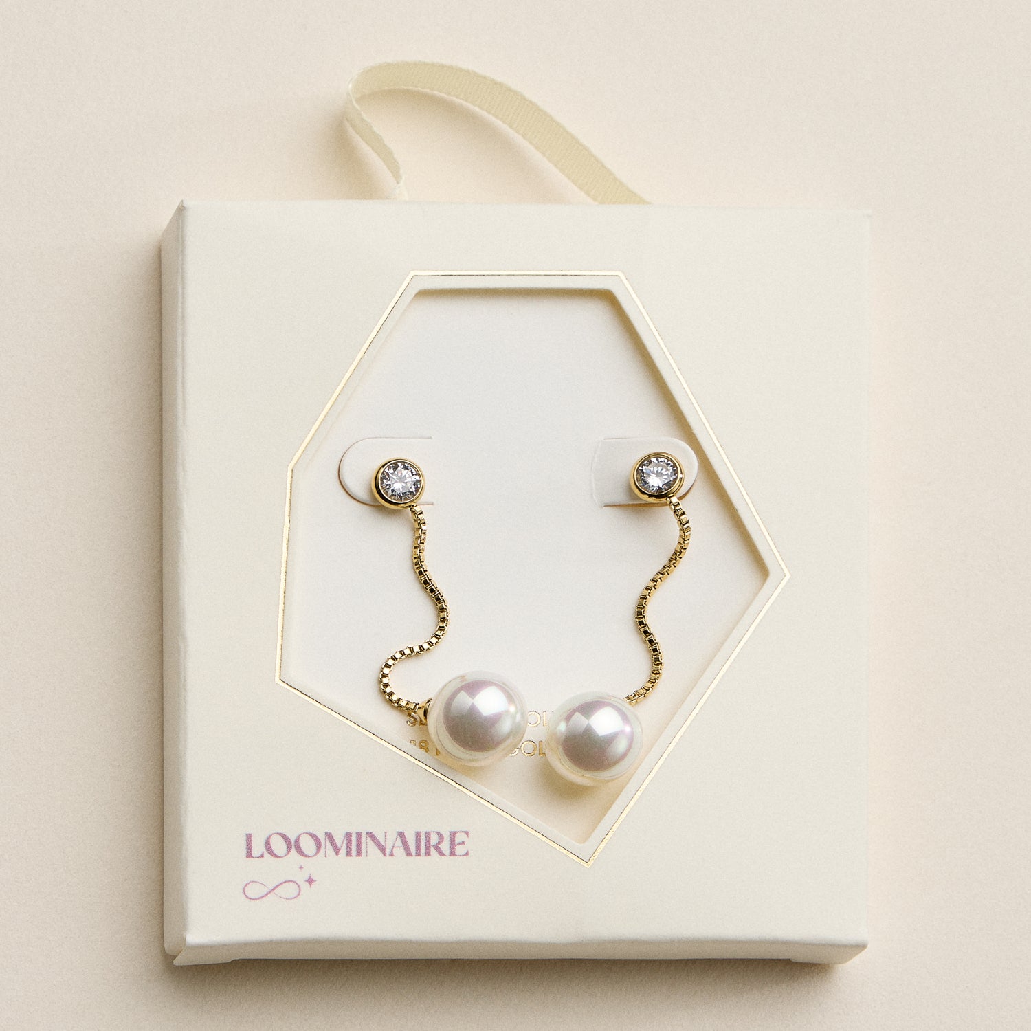 Stainless Steel CZ & Pearl Drop Stud Earrings – Minimal Chain Dangle