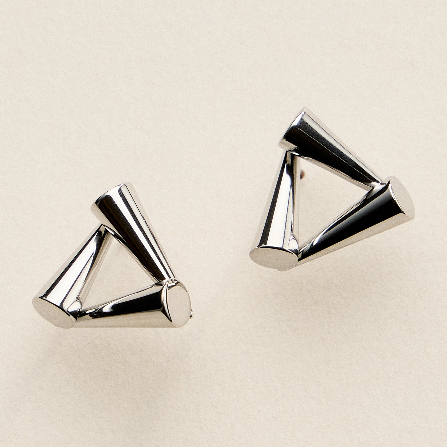 Stainless Steel Geometric Triangle Stud Earrings – Modern Minimal Design