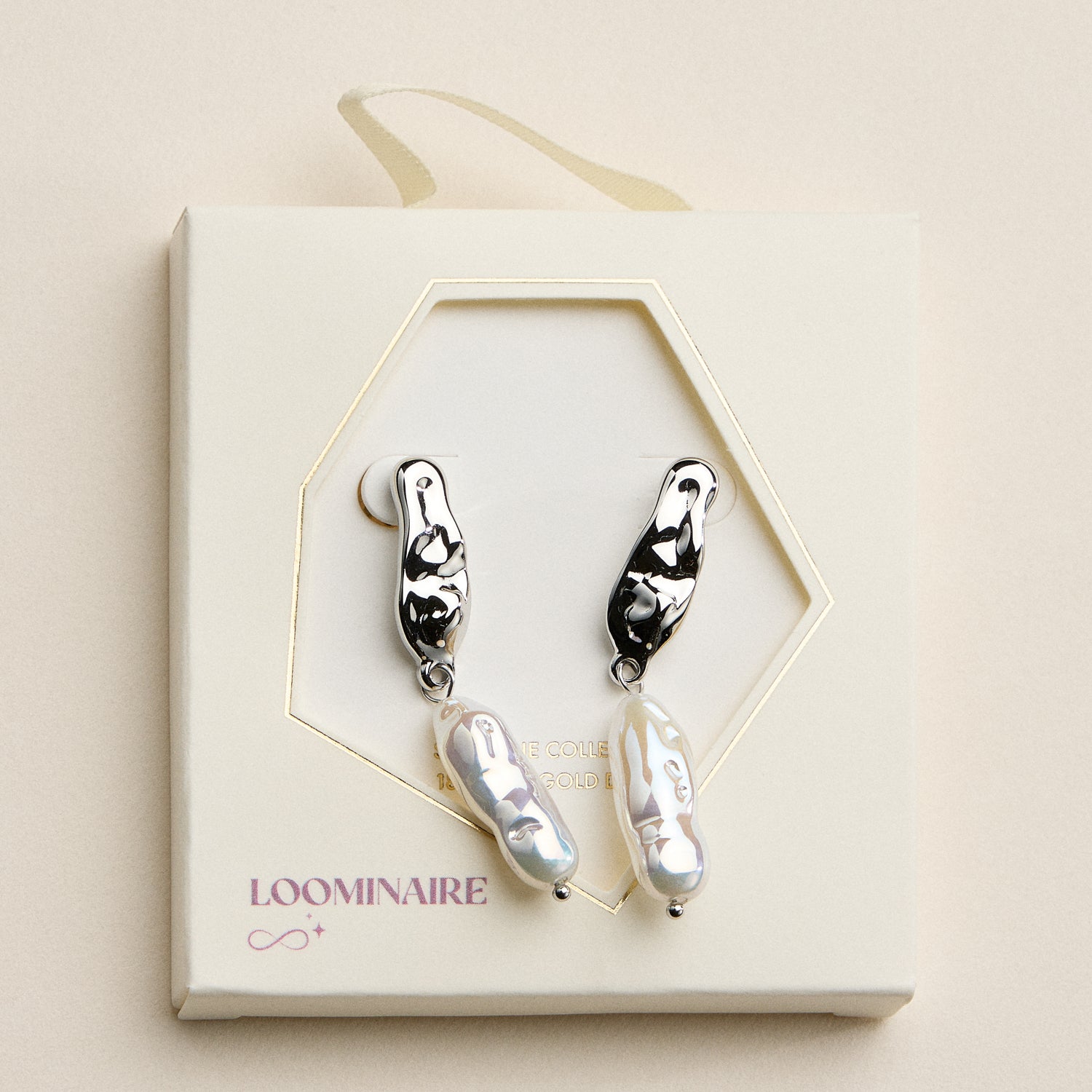 Stainless Steel Organic Pearl Drop Earrings – Sculptural Semi-Fine Style