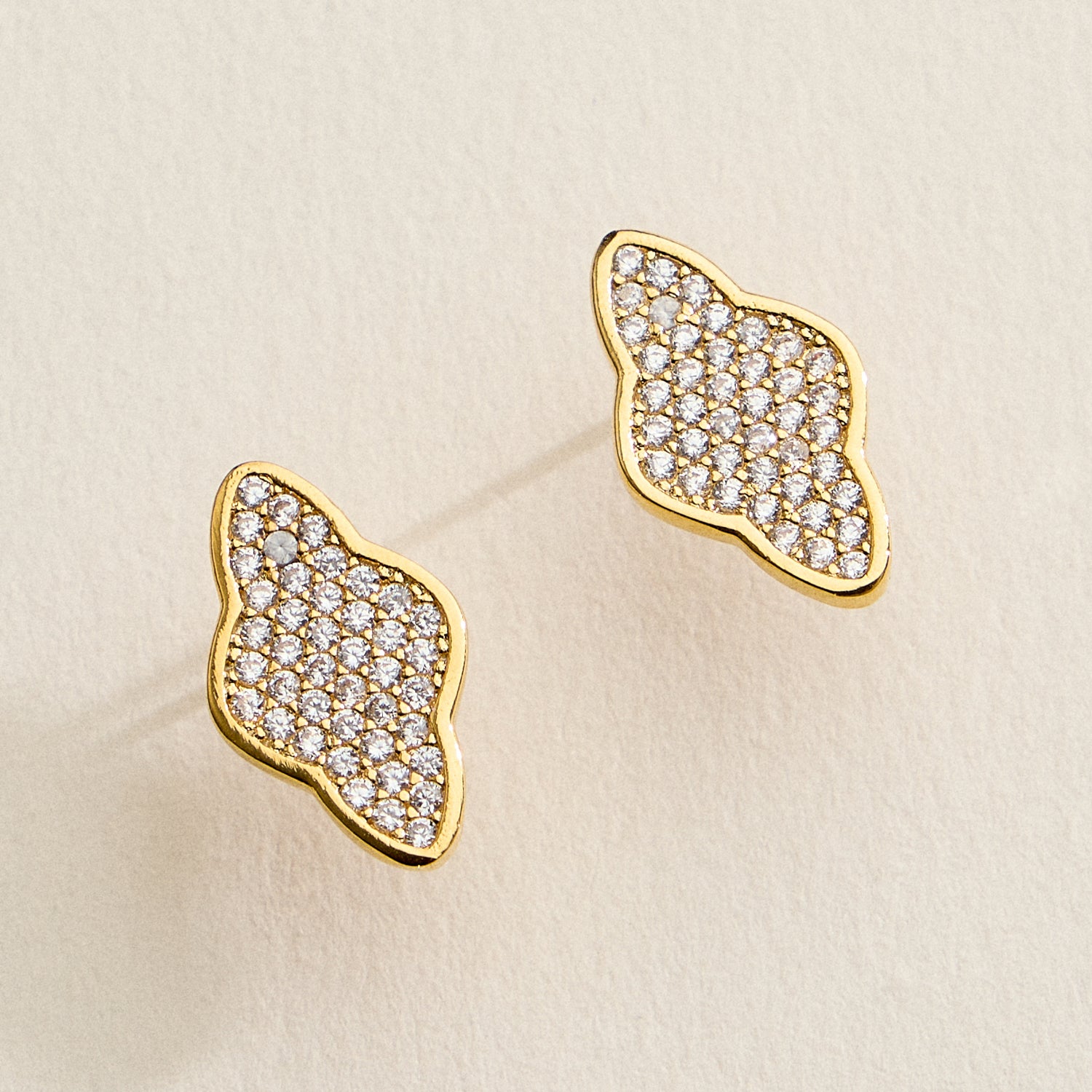 Gold Filled CZ Clover Stud Earrings | Dainty Jewelry