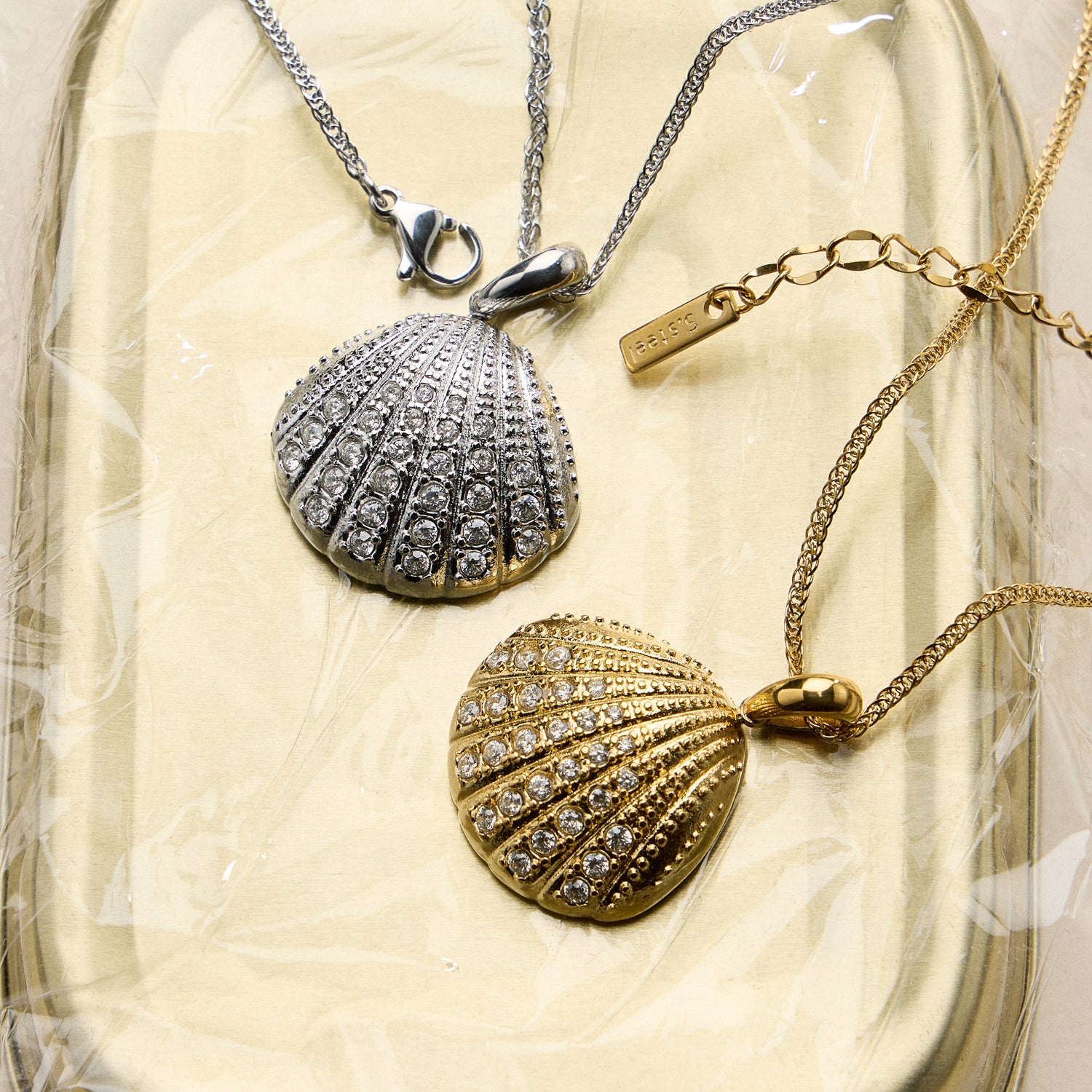 Stainless Steel Gold Coin Seashell Pendant Necklace