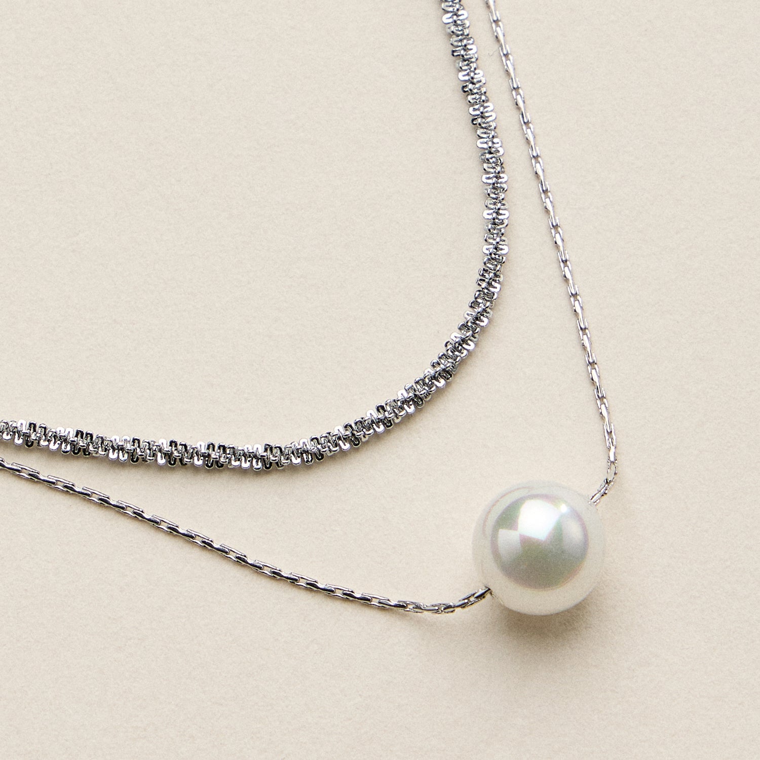 Stainless Steel Pearl Multi Chain Necklace