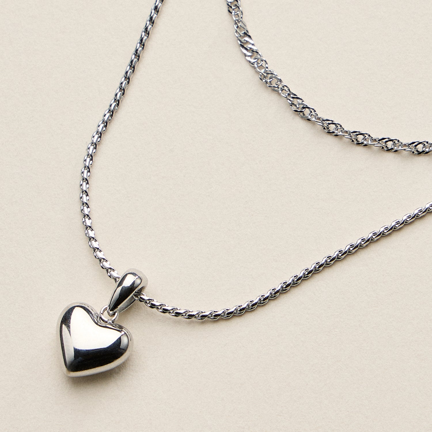 Stainless Steel Polished Heart Pendant Necklace