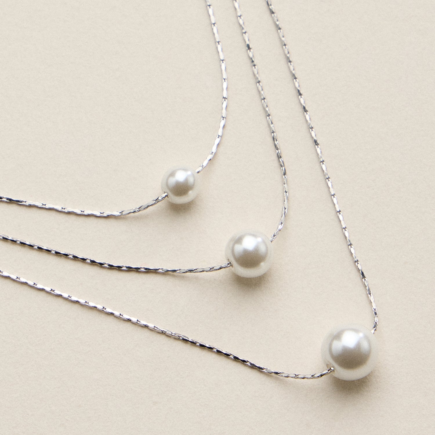 Stainless Steel Pearl Station Necklace