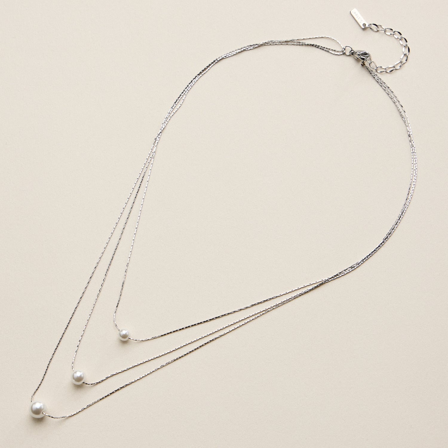 Stainless Steel Pearl Station Necklace