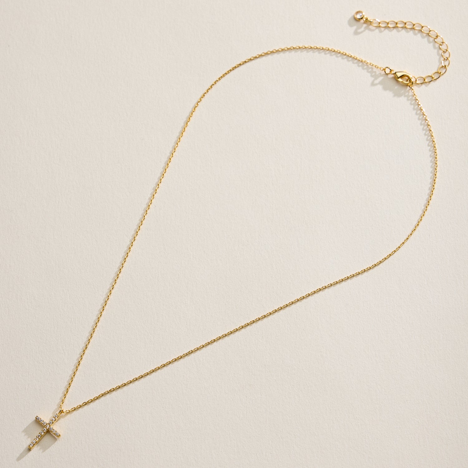 18K Gold Filled CZ Cross Necklace | Dainty Pave Cross Pendant Necklace Made In Korea