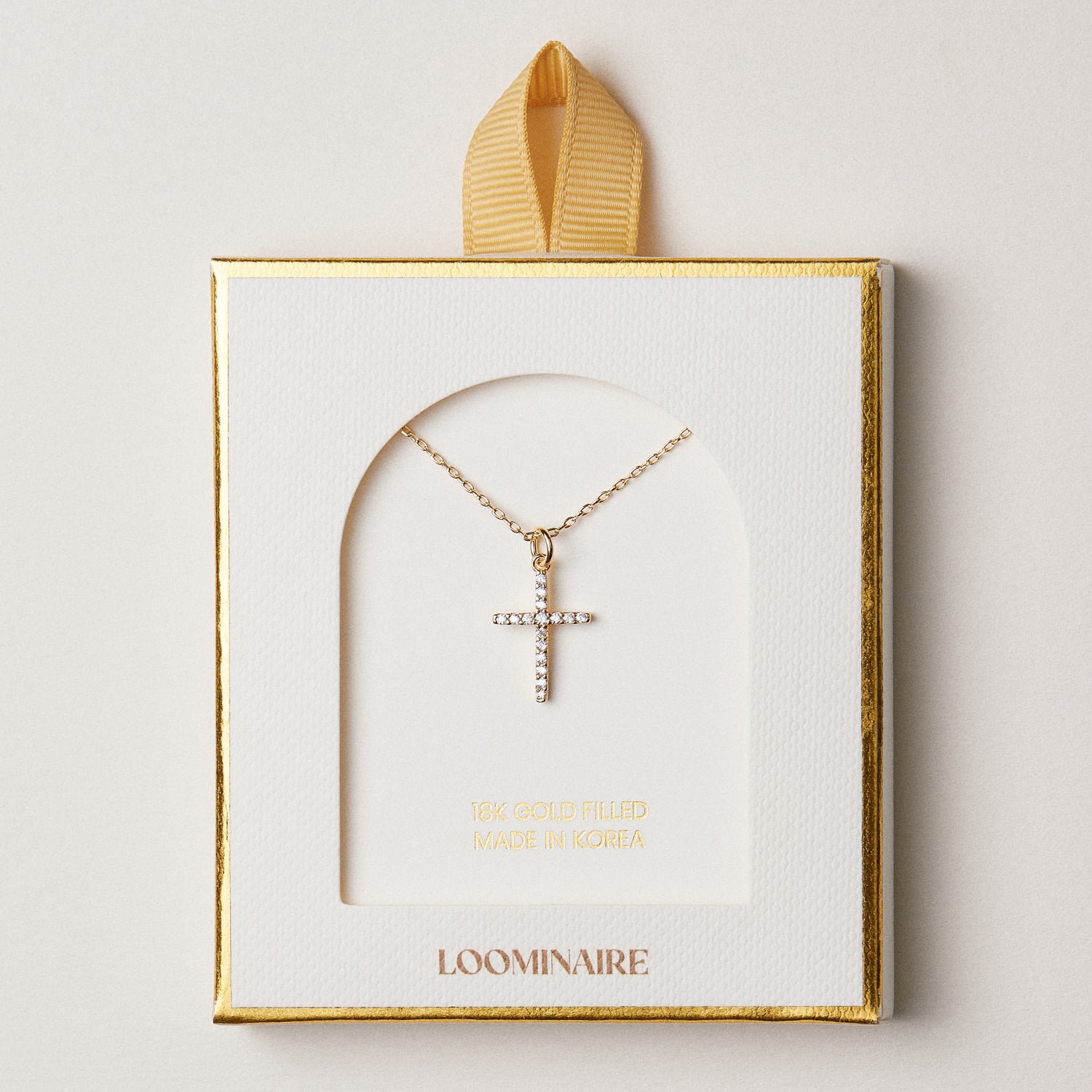 18K Gold Filled CZ Cross Necklace | Dainty Pave Cross Pendant Necklace Made In Korea