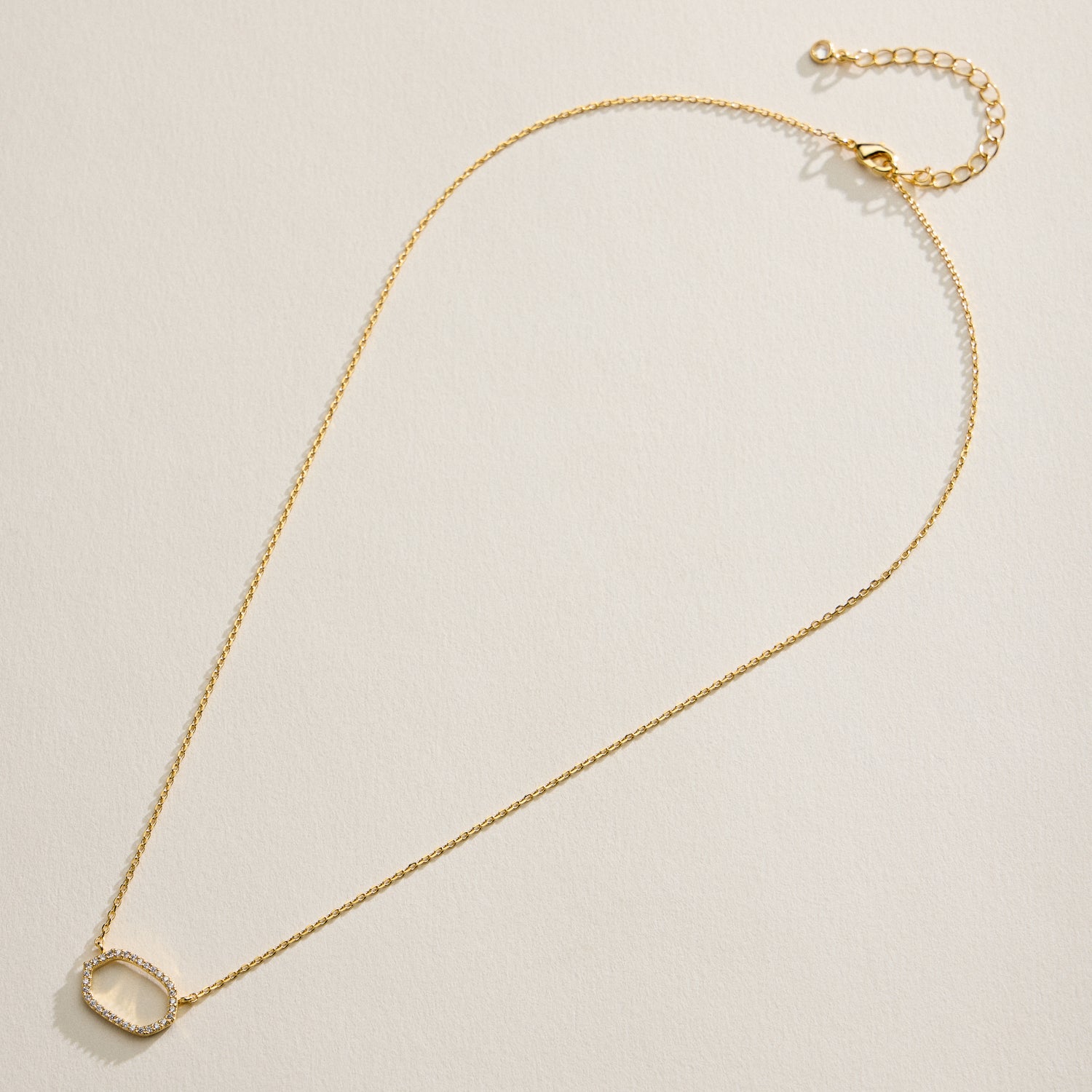 Gold Filled Pavé Oval Necklace – Dainty Minimal