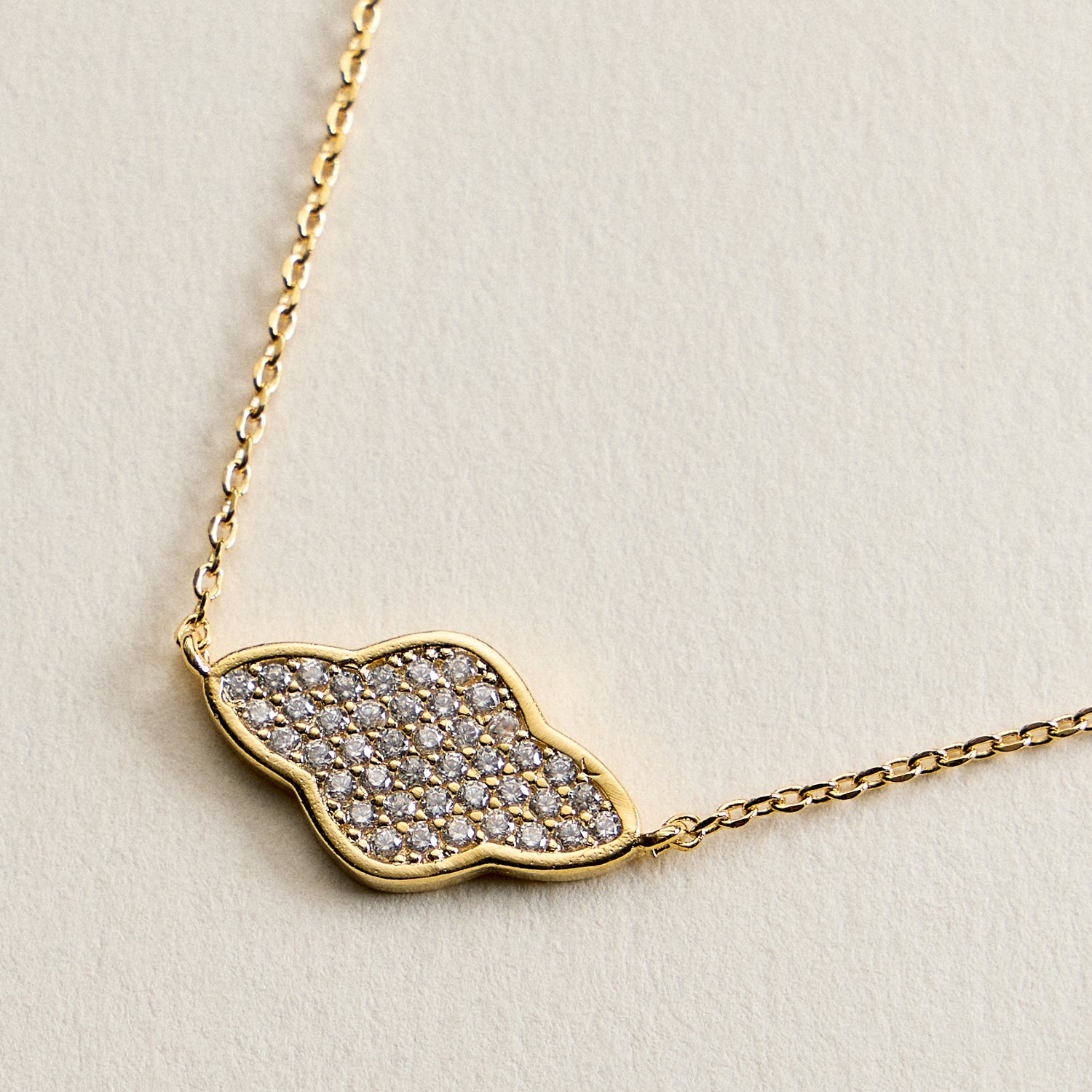 Gold Filled Pavé Organic Pendant Necklace – Dainty