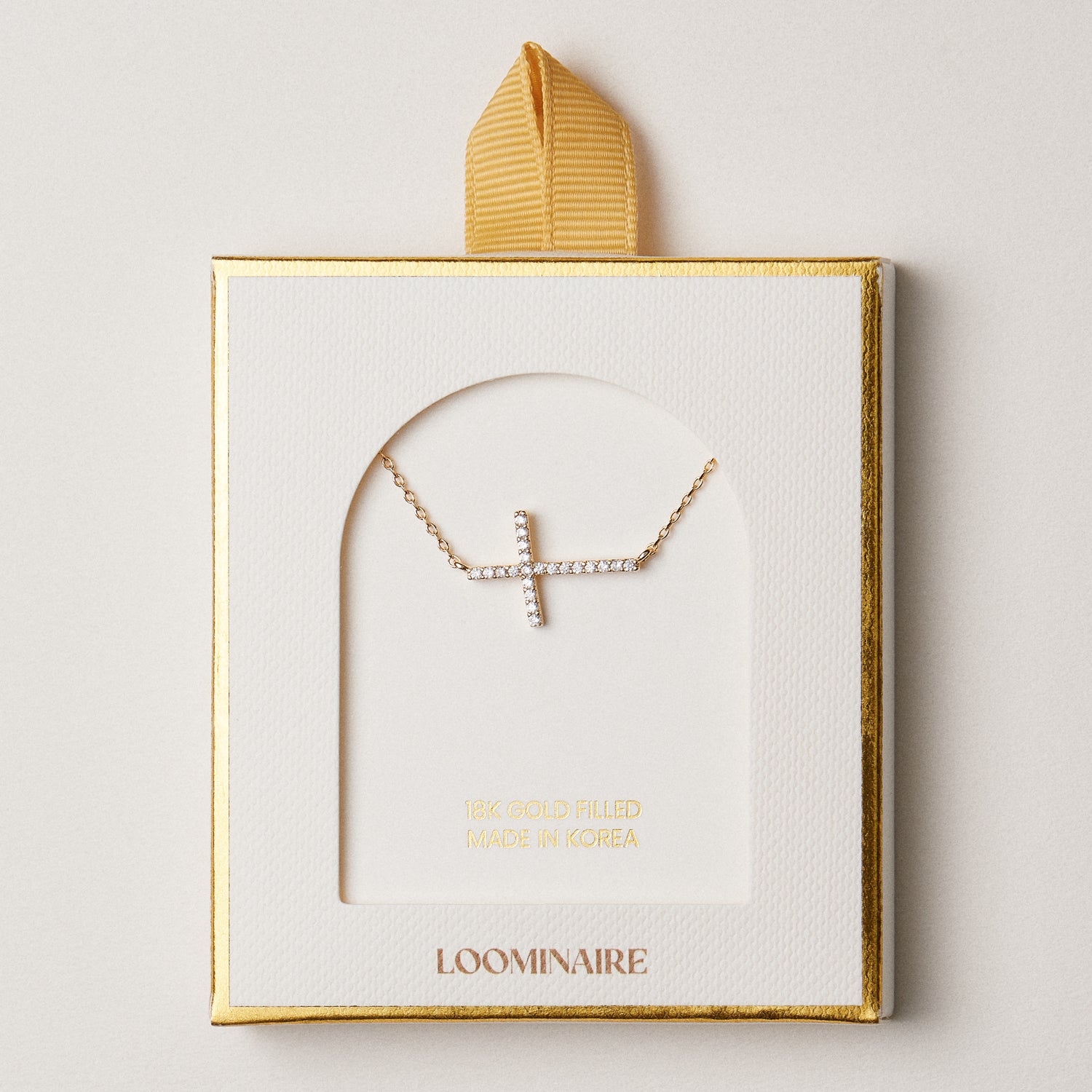 Gold Filled Crystal Cross Necklace – Dainty Sideways