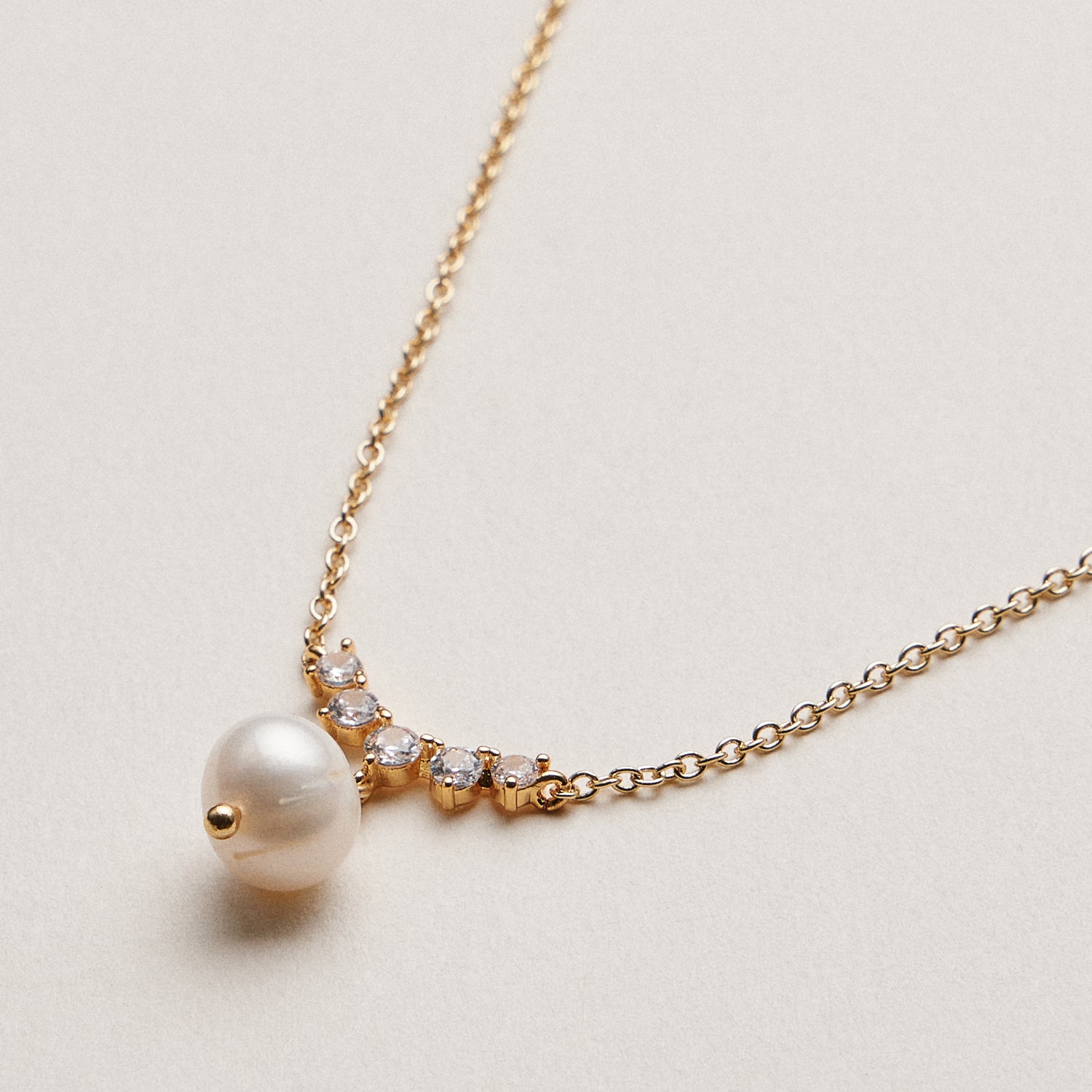 Celeste Pearl Drop Necklace | Pearl & Gold Chain Jewelry