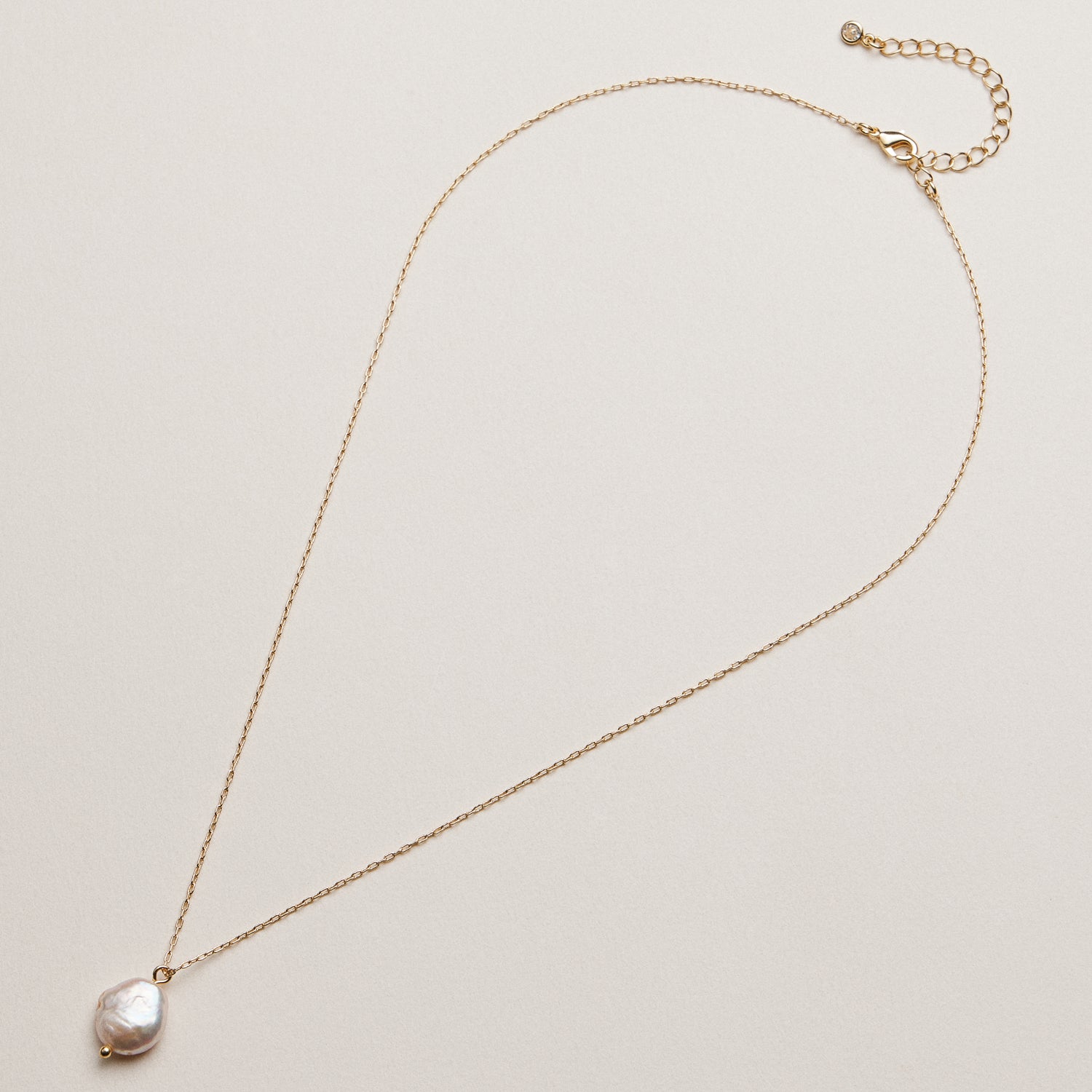 Golden Blush Baroque Pearl Pendant Necklace | Pearl & Gold Chain Jewelry