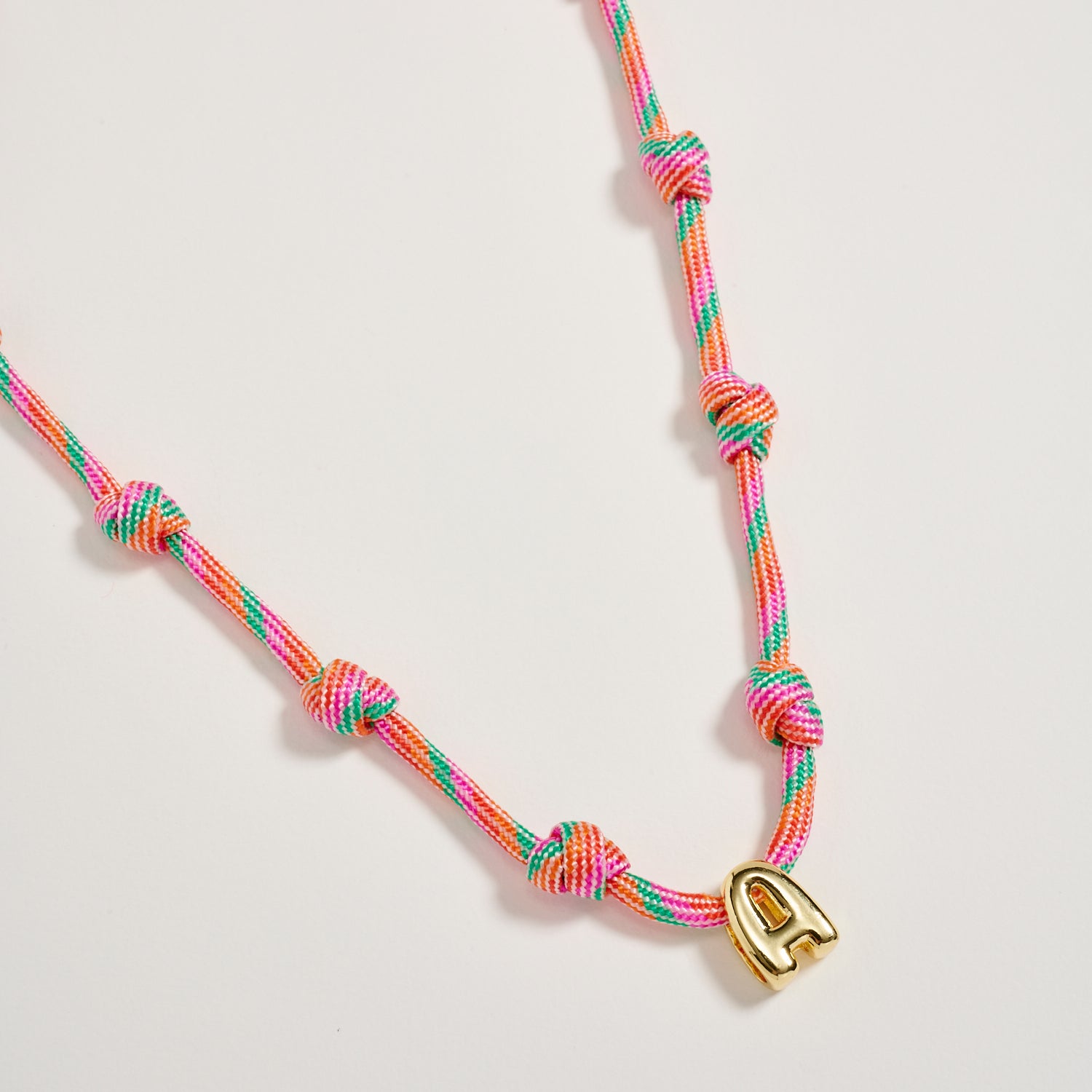 Colorful Knotted Cord Initial Necklace – Gold Letter Charm Adjustable Friendship Necklace - Frem